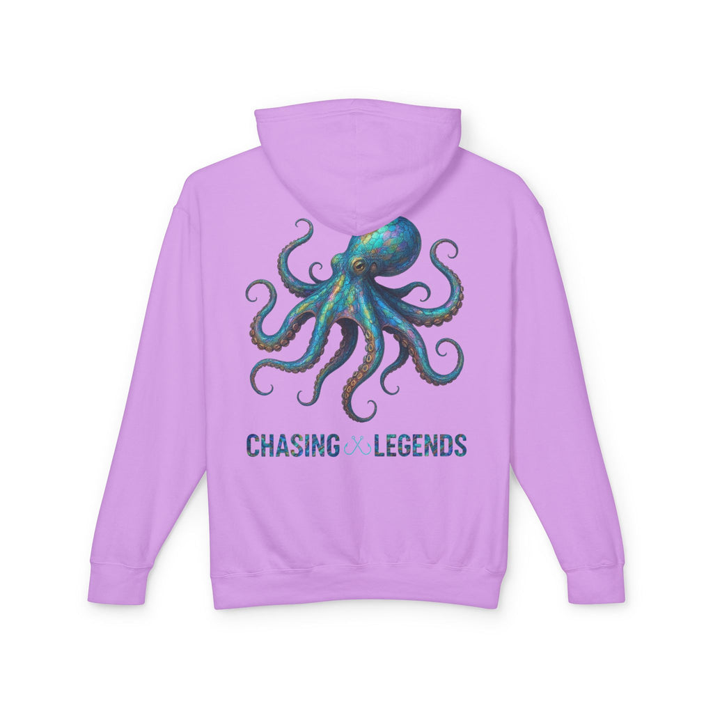 Chasing Legends Octopus Hoodie — Hooked Horizon Co Unisex Lightweight Hoodie with Deep Drift Design | Perfect for Fishermen, Beach Lovers, Casual Outings, Gift for Him/Her, Nautical Style,  Ocean Lover Gifts