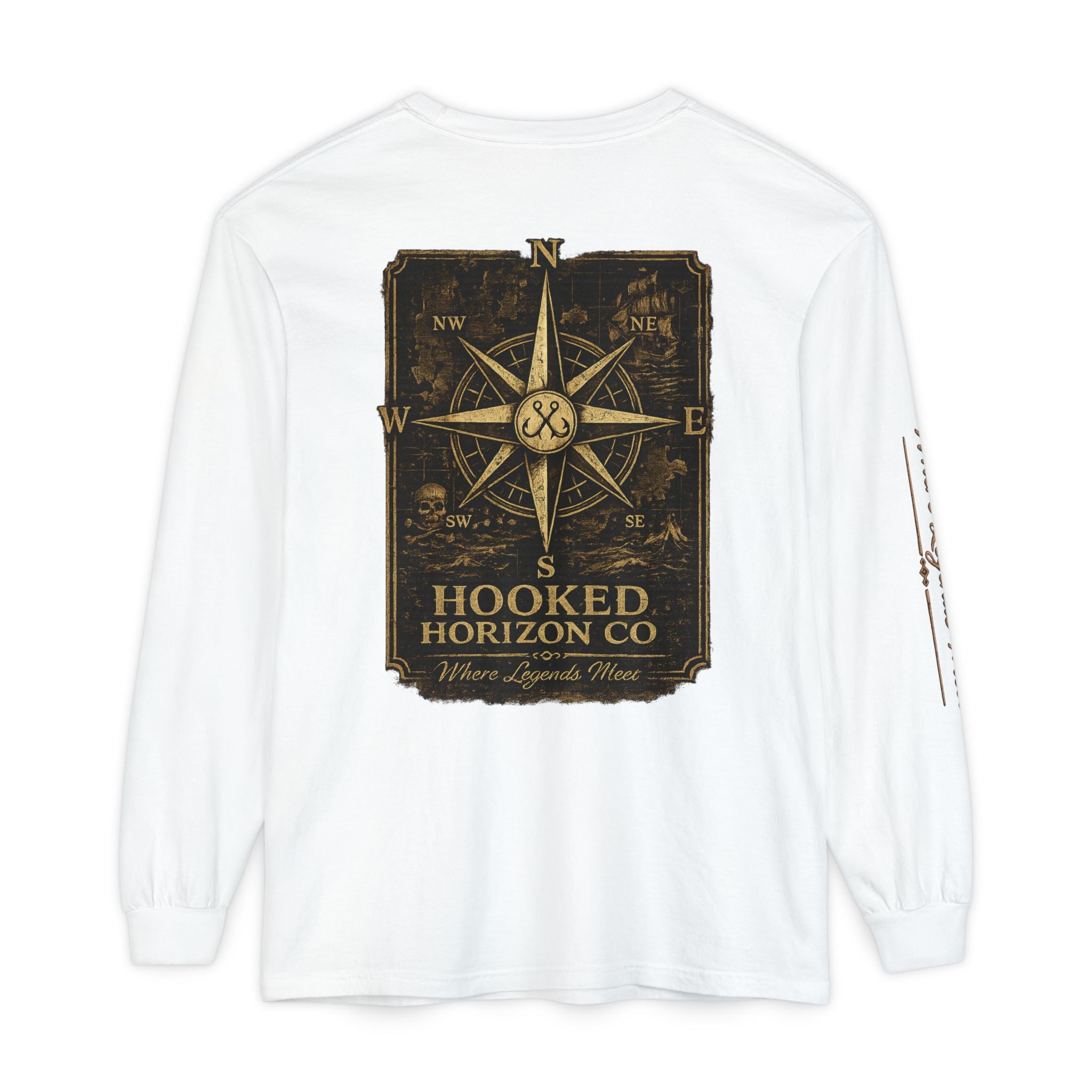 Compass Long Sleeve T-Shirt, Ocean Adventure Apparel, Boat Trip Shirt, Coastal Style, Gift for Fishermen
