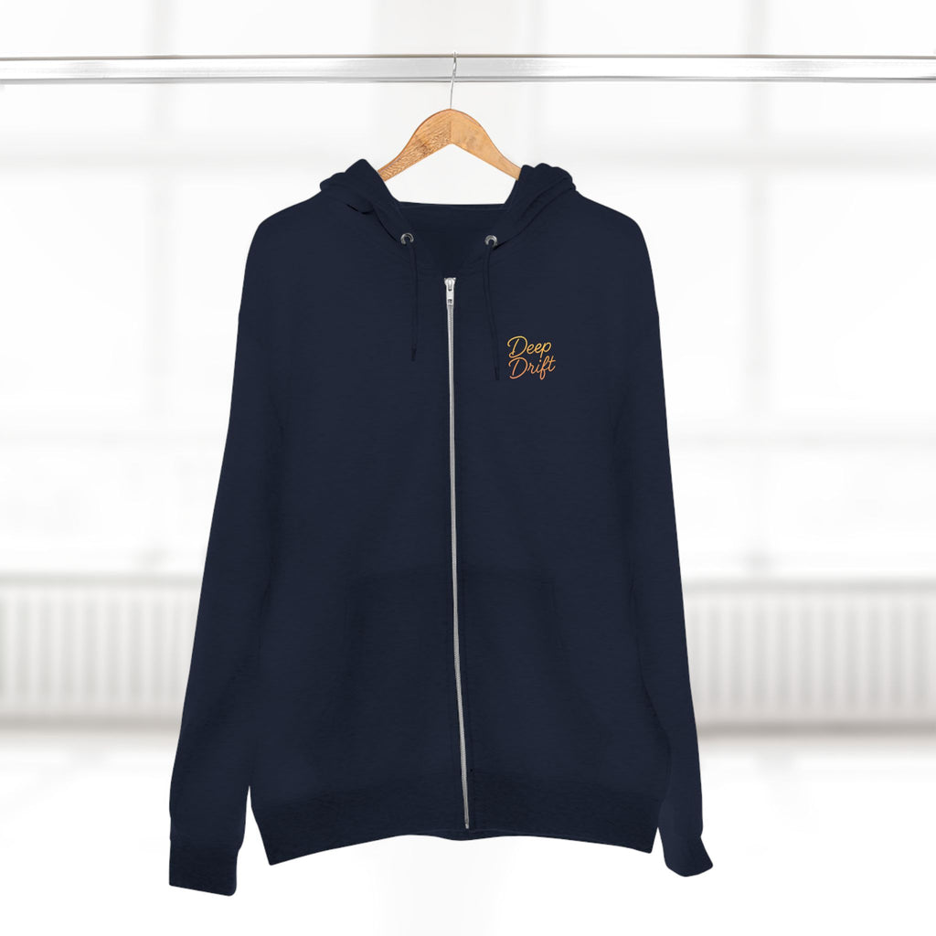 Turtle "Keep It Reel" Deep Drift–Hooked Horizon Co. Unisex Zip Hoodie for Ocean Lovers, Nautical Fashion, Cool Weather Gear, Everyday Comfort, Perfect Gift