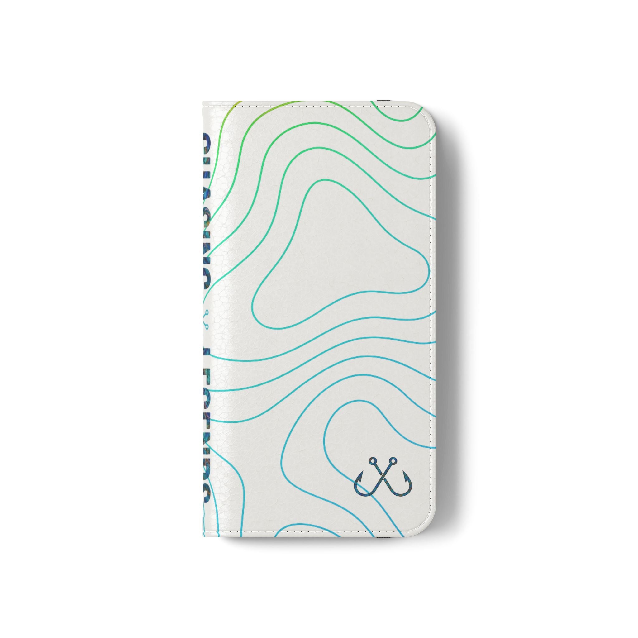 Ocean Topography Waves Flip Phone Case — Turquoise Water Pattern Wallet Cover