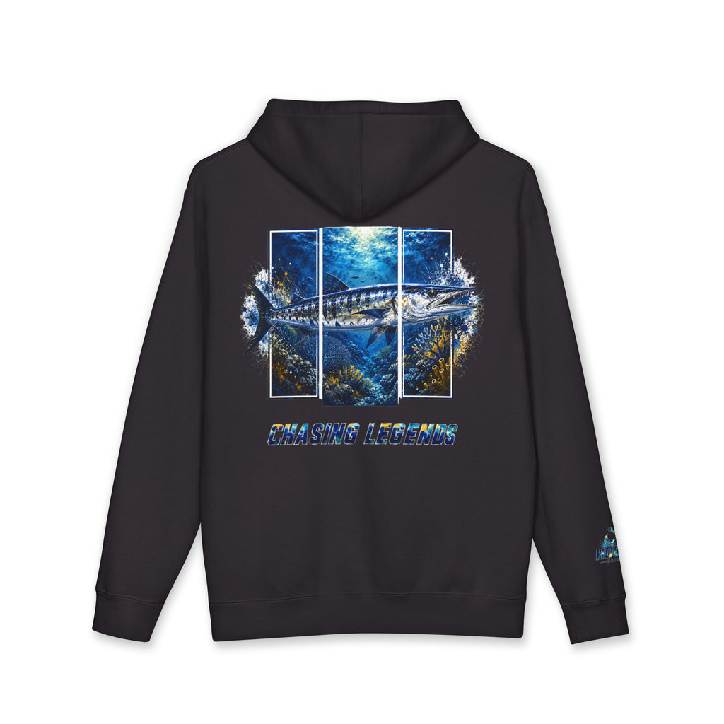Barracuda Hoodie Hooked Horizon Co. — Fishing Back Graphic Hoodie, Multiple Color Variations