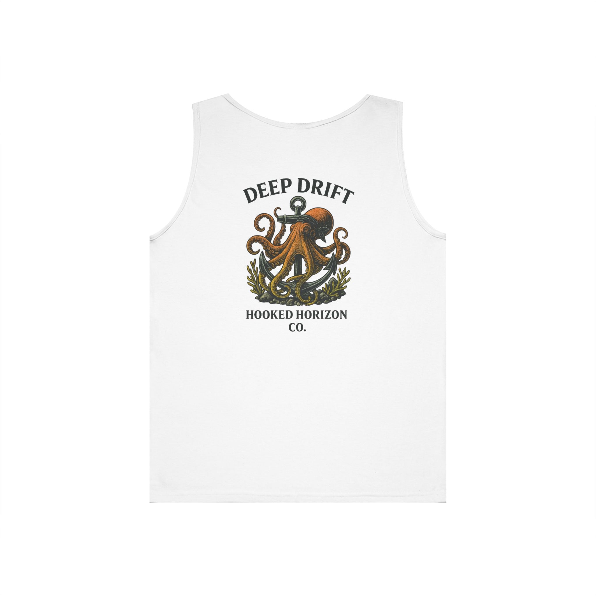 Dark Orange Deep Drift Octopus Graphic Tank Top, Summer Beach Wear, Unisex Tank, Gift for Ocean Lovers, Nautical Tees, Camping Apparel