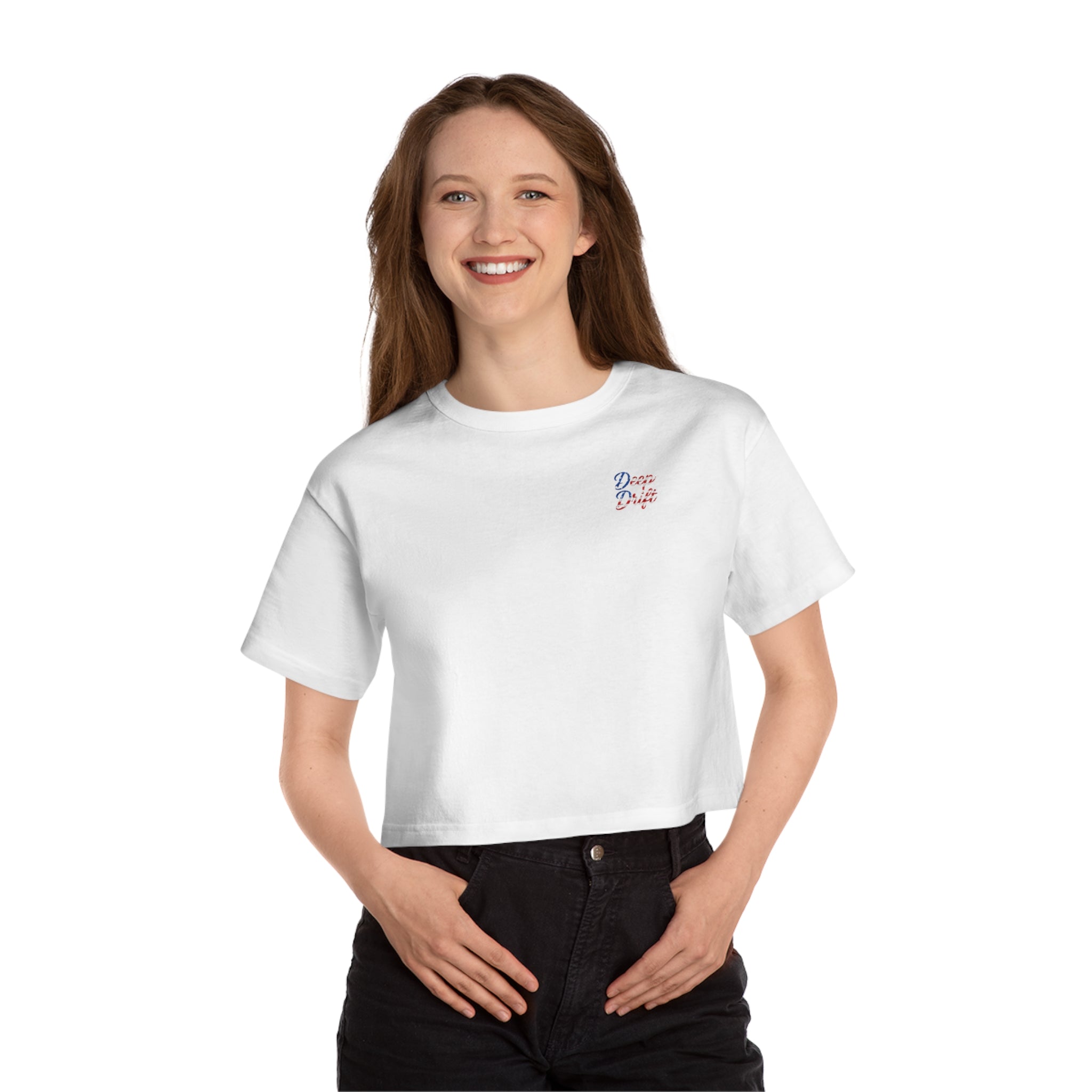USA Deep Drift Cropped T-Shirt — Retro Fishing Logo Crop Top