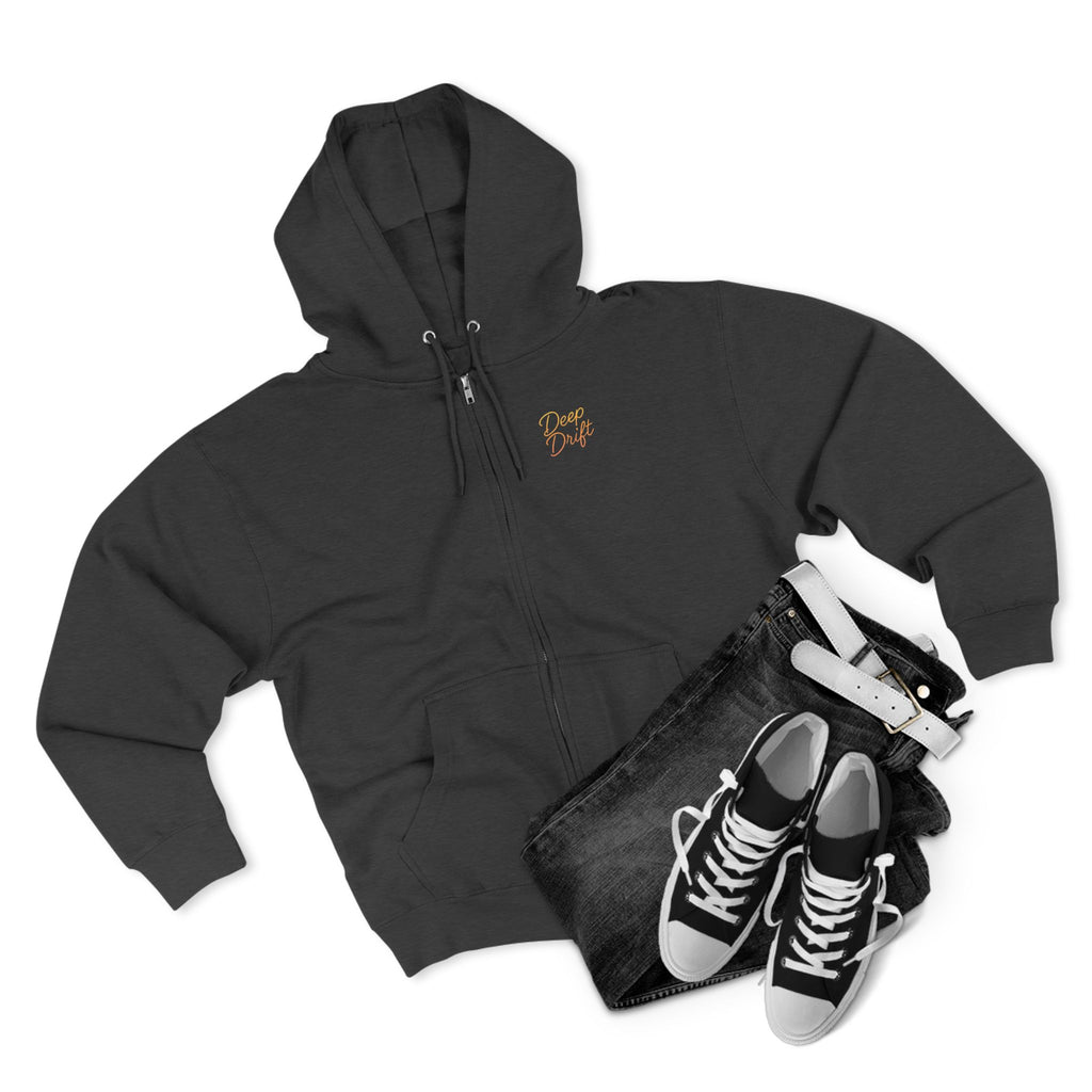 Turtle "Keep It Reel" Deep Drift–Hooked Horizon Co. Unisex Zip Hoodie for Ocean Lovers, Nautical Fashion, Cool Weather Gear, Everyday Comfort, Perfect Gift