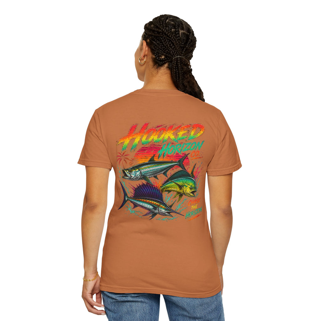 Retro 80s Tripple Fish Fishing Tee — Hooked Horizon Co.  Angler Gifts Ocean Lover Gifts