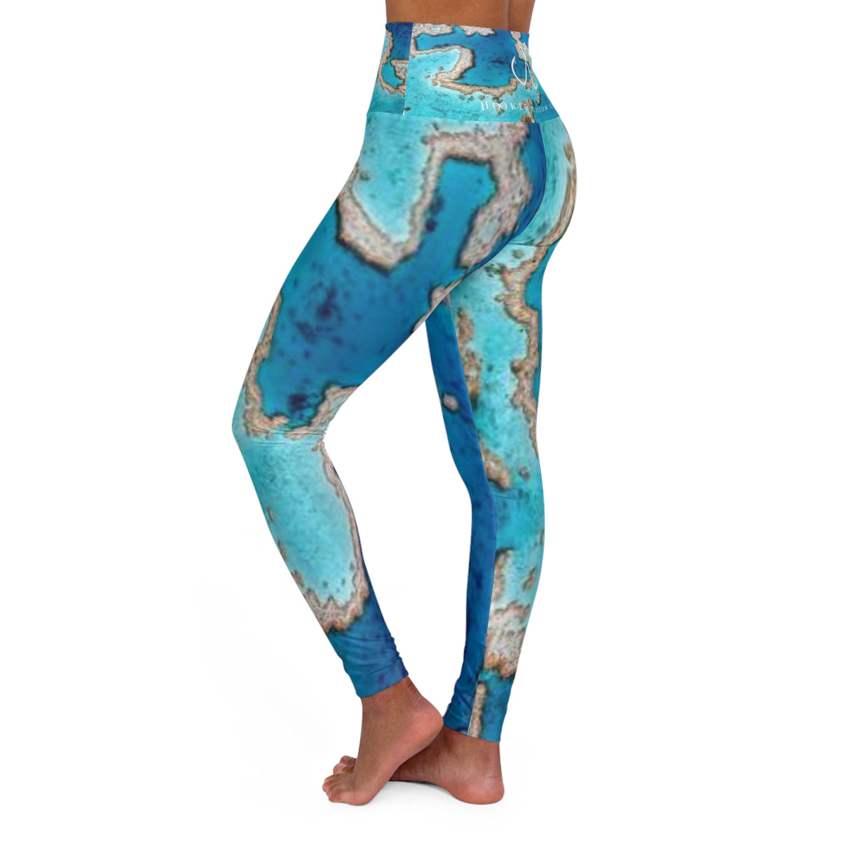 Blue Coral Reef High Waisted Yoga Leggings - Purple, Comfortable Activewear, Fitness Pants, Ideal for Gym, Yoga, and Weekend Brunch