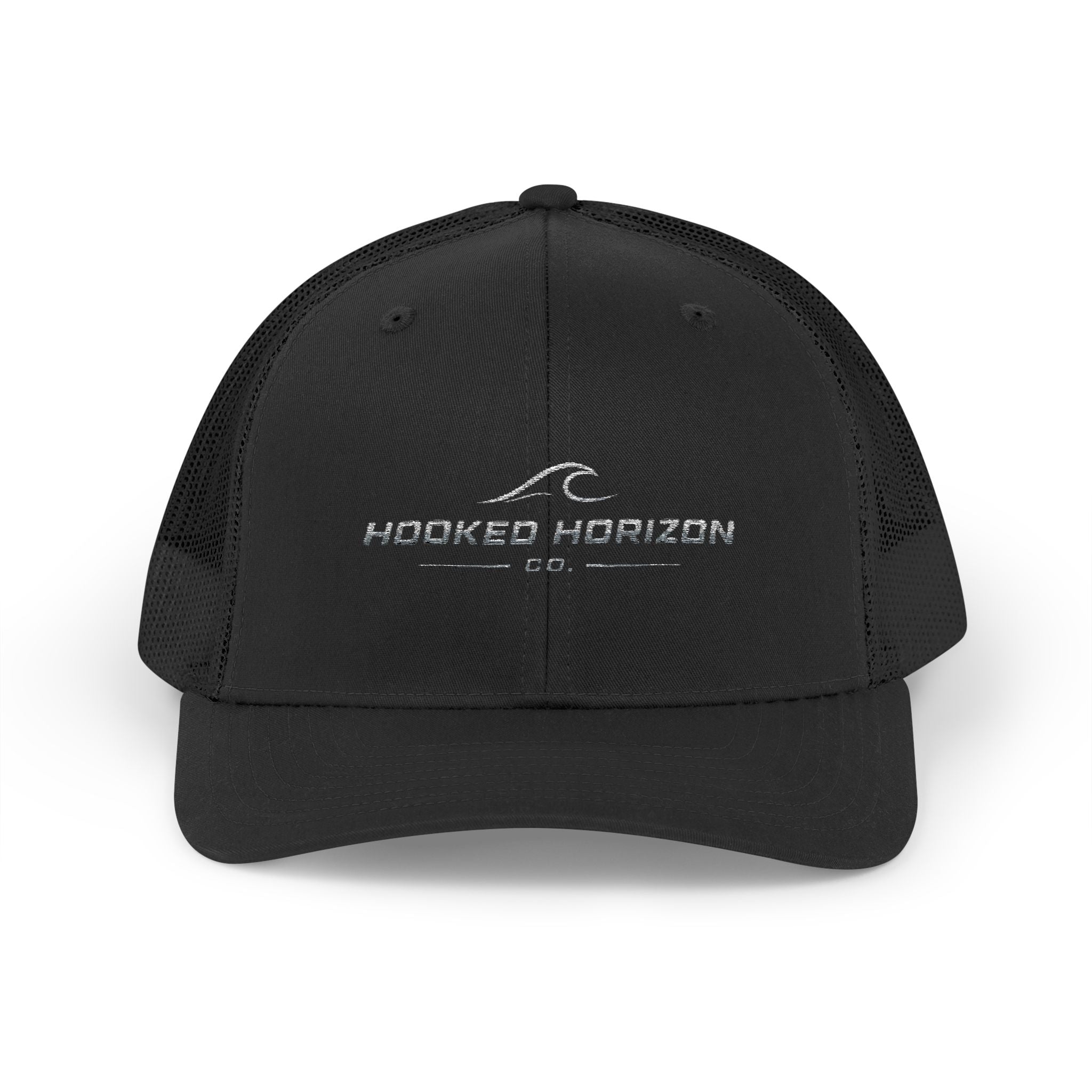 Wave Hooked Horizon Trucker Cap — Embroidered Fishing Snapback