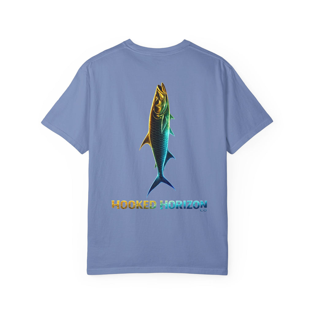 Gold & Blue Tarpon Hooked Horizon Co. — Deep Drift Fishing Graphicishing Tee for Angler Lovers, Shark Lovers, Ocean Tee