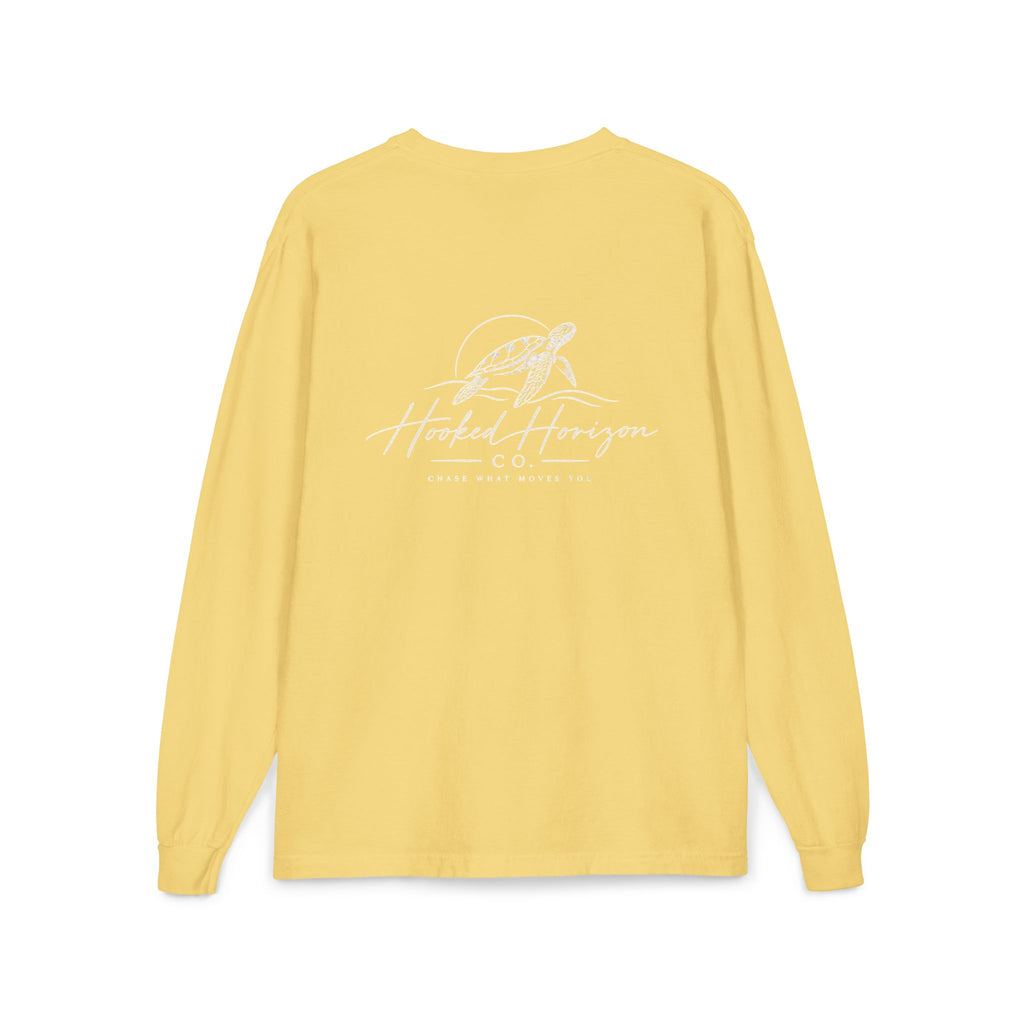 Turtle Hooked Horizon Co. – " Chase What Moves You "Unisex Long Sleeve Pocket T-Shirt