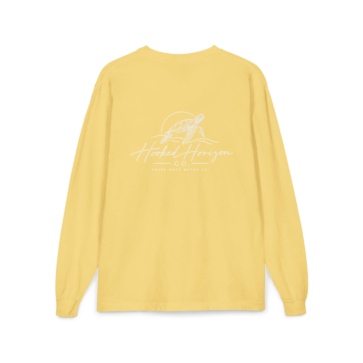 Turtle Hooked Horizon Co. – " Chase What Moves You "Unisex Long Sleeve Pocket T-Shirt