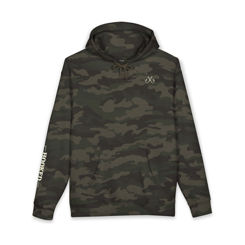 Wave Hoodie Hooked Horizon Co. — Minimal Fishing Back Graphic Hoodie, Multiple Color Variations