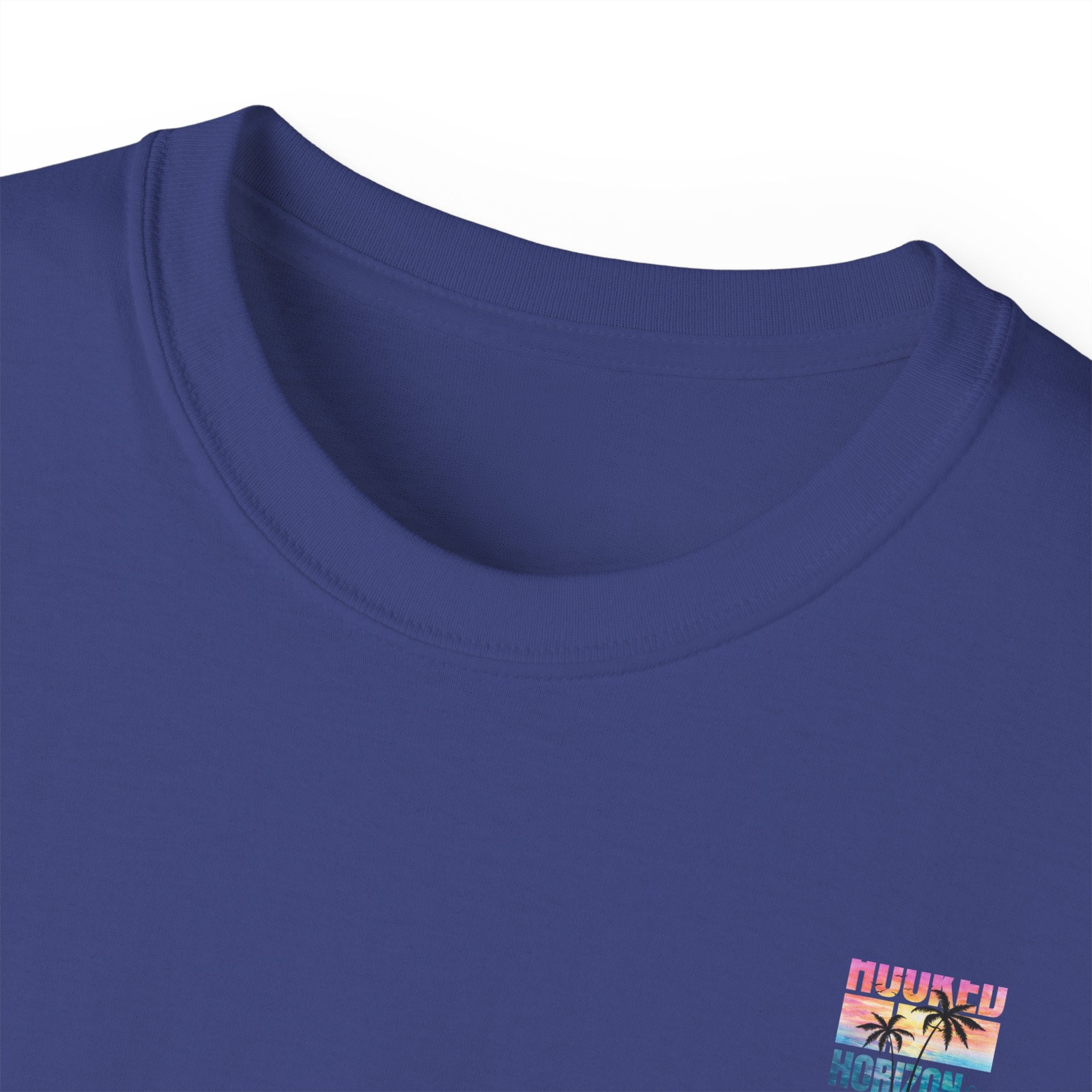 Sunset & Palm Tree T-Shirt — "Hooked" Boat & Horizon Graphic Tee, Multiple Color Variations