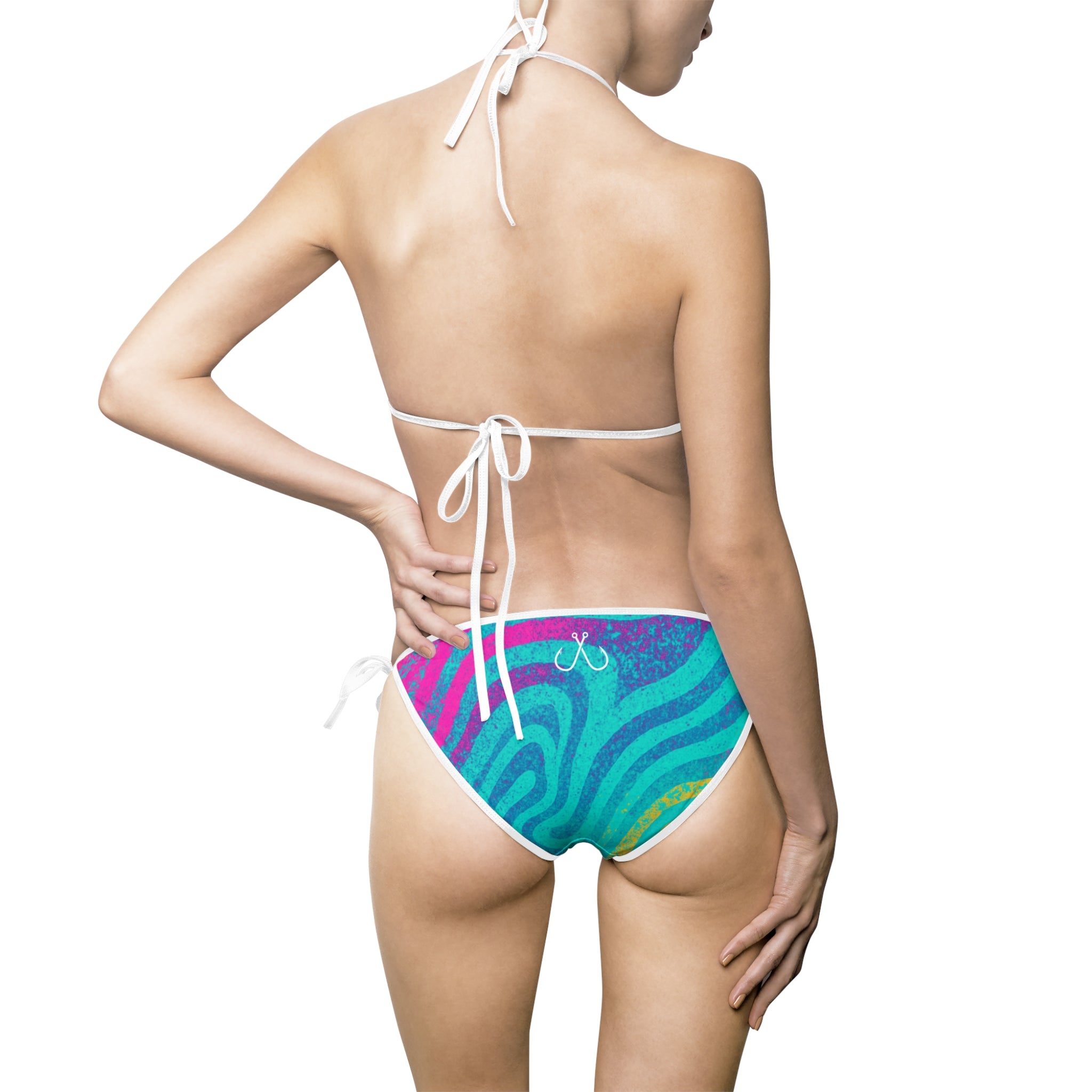 Retro Vibes Color Blast Bikini –  Hooked Horizon Co. Swimsuit, Summer Beachwear, Swimwear for Vacations, Pool Parties, Tropical Getaways, Custom Strap Colors – Multiple Variations