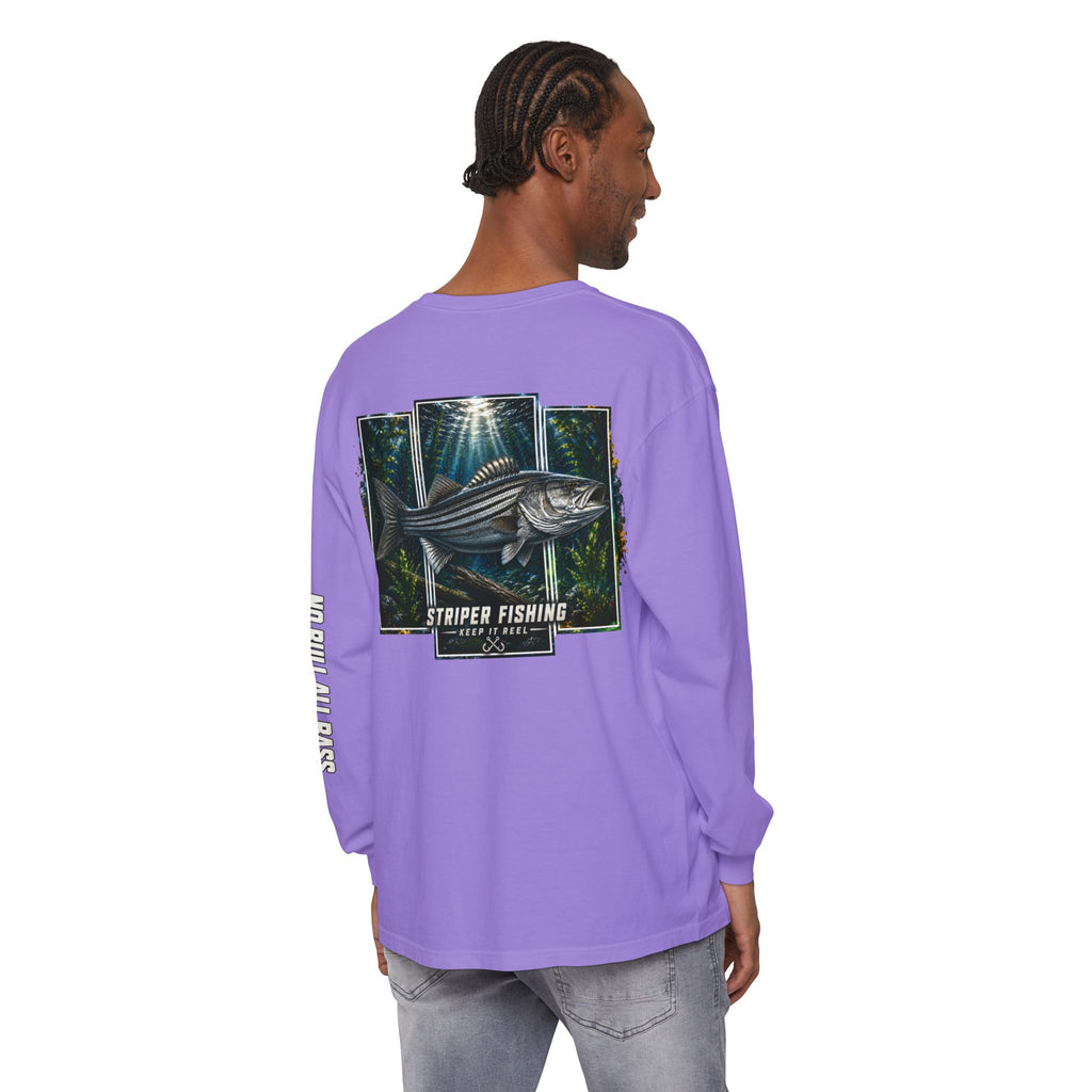 Saltwater Sea Striper Fishing Long Sleeve T-Shirt, Ocean Adventure Apparel, Boat Trip Shirt, Coastal Style, Gift for Fishermen