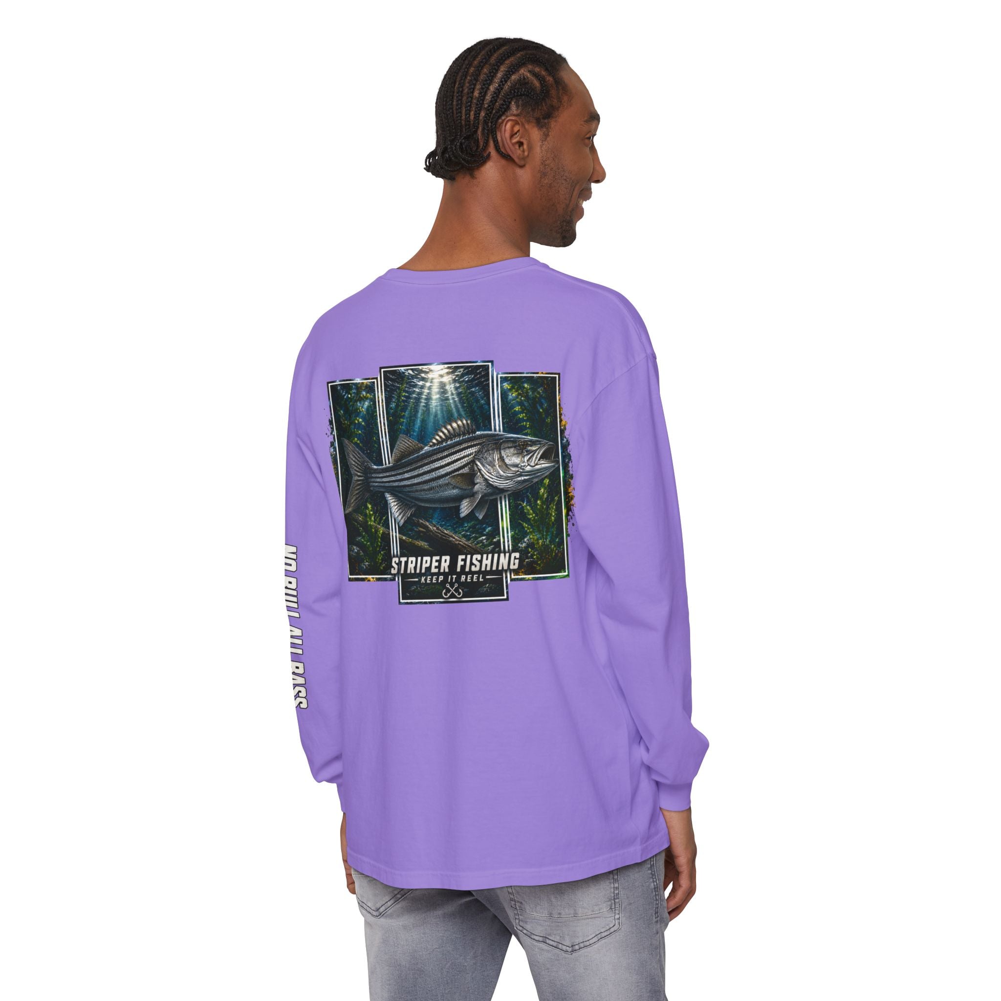 Saltwater Sea Striper Fishing Long Sleeve T-Shirt, Ocean Adventure Apparel, Boat Trip Shirt, Coastal Style, Gift for Fishermen