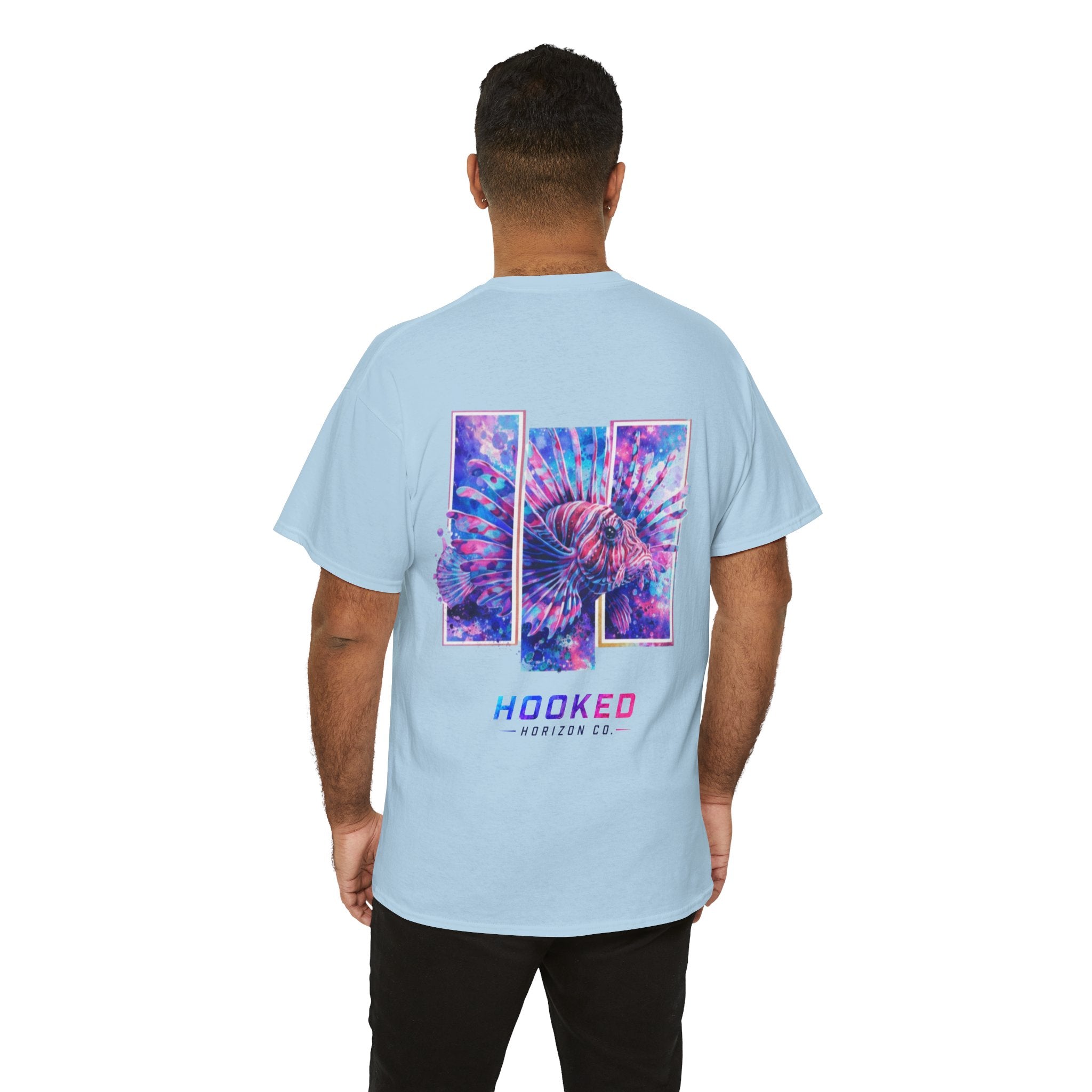 Lion Fish Hooked Horizon Co Tee—Ocean Graphic Tee — "Beloved" Ray Design