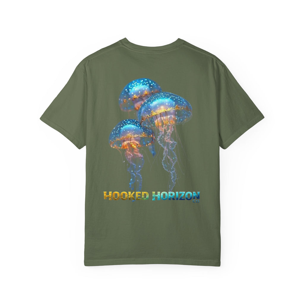 Jelly Fish Hooked Horizon Co. — Deep Drift Fishing Graphicishing Tee for Angler Lovers, Shark Lovers, Ocean Tee