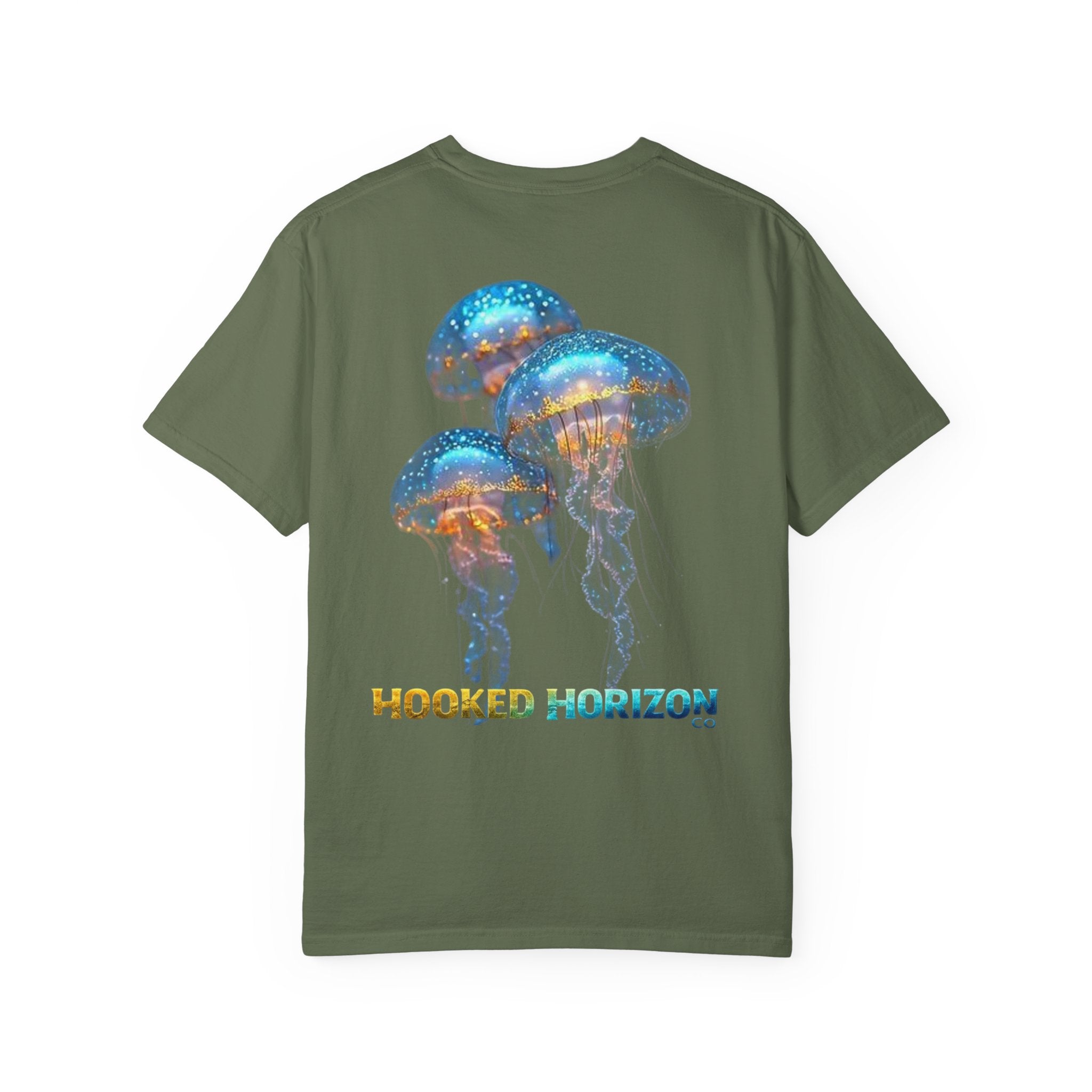 Jelly Fish Hooked Horizon Co. — Deep Drift Fishing Graphicishing Tee for Angler Lovers, Shark Lovers, Ocean Tee