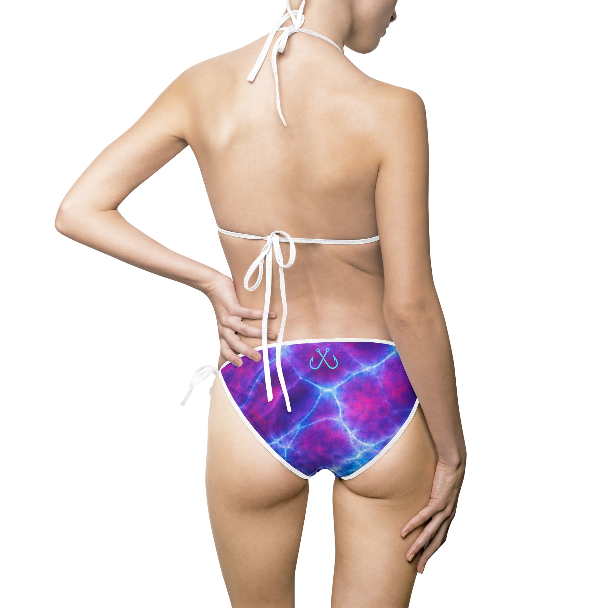 Purple and Blue Water Reflections Wave Bikini –  Hooked Horizon Co. Swimsuit, Summer Beachwear, Swimwear for Vacations, Pool Parties, Tropical Getaways, Custom Strap Colors – Multiple Variations