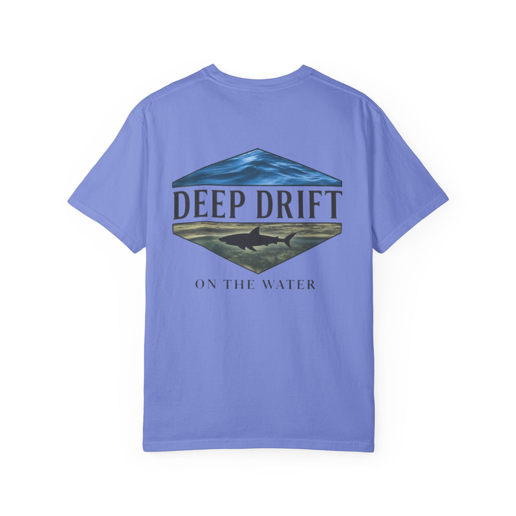Shark Tee — "Deep Drift on the Water" Fishing Graphicishing Tee for Angler Lovers, Shark Lovers, Ocean Tee