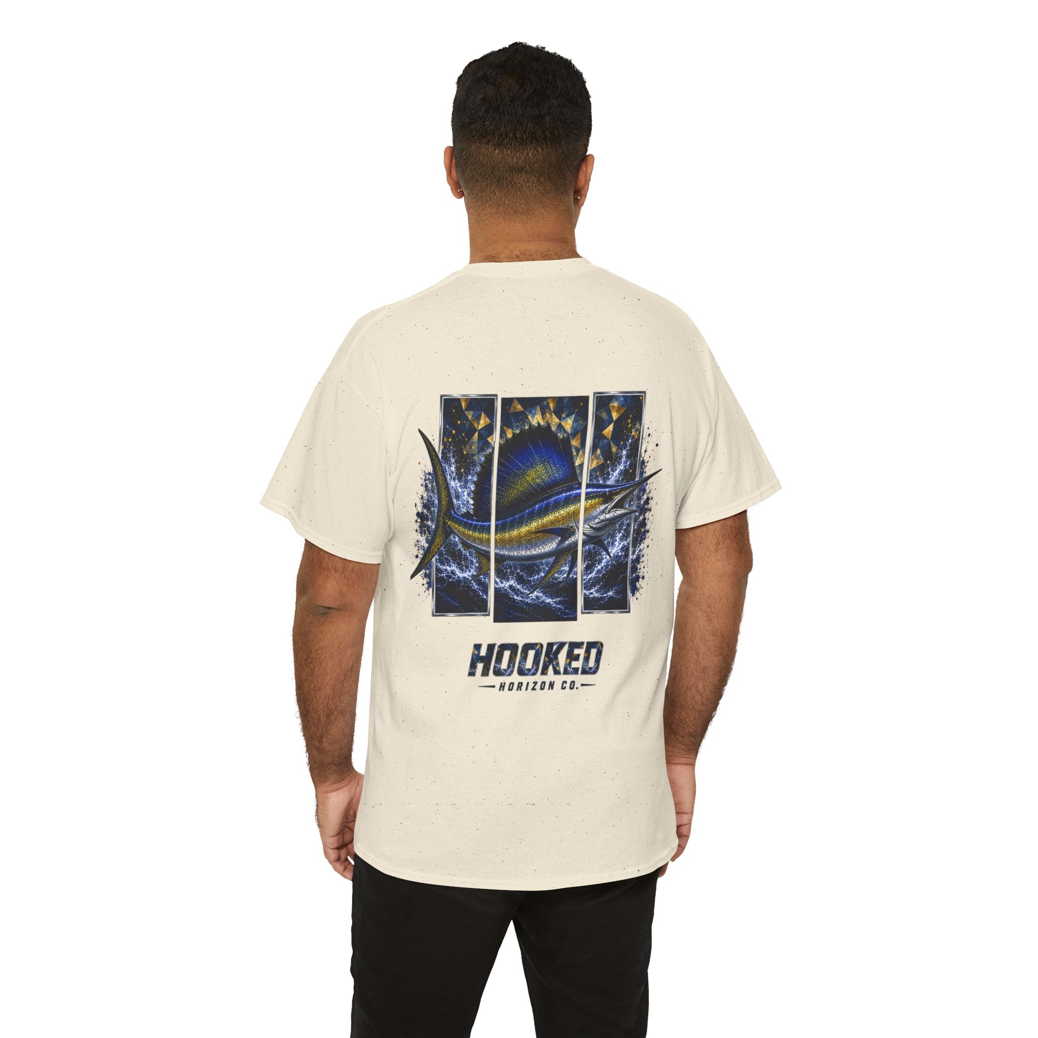 Sail Fish Hooked Horizon Co Tee—Ocean Graphic Tee — "Beloved" Ray Design