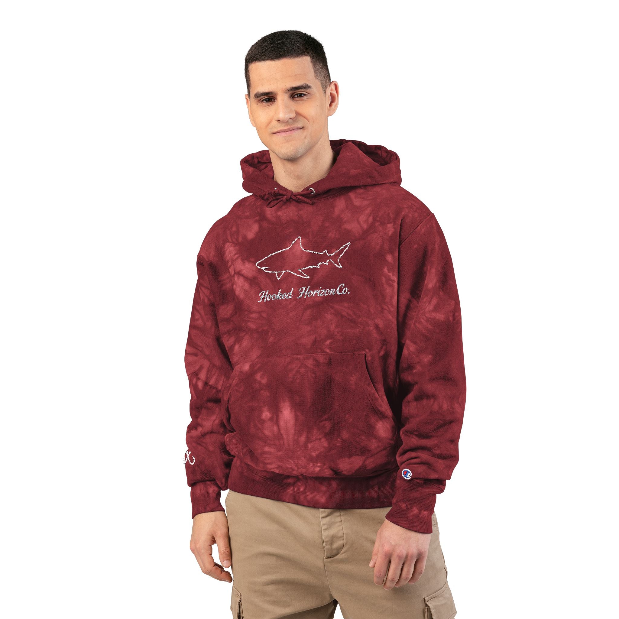 Deep Drift Chic Tie-Dye Hoodie with Embroidered Design | Unisex, Comfortable Hoodie for Everyday Wear, Gifts, Festivals, Casual Style, Trendy Apparel, Fishing Enthusiasts,  Angler Gifts, Him & Her,  Hooked Horizon Co.