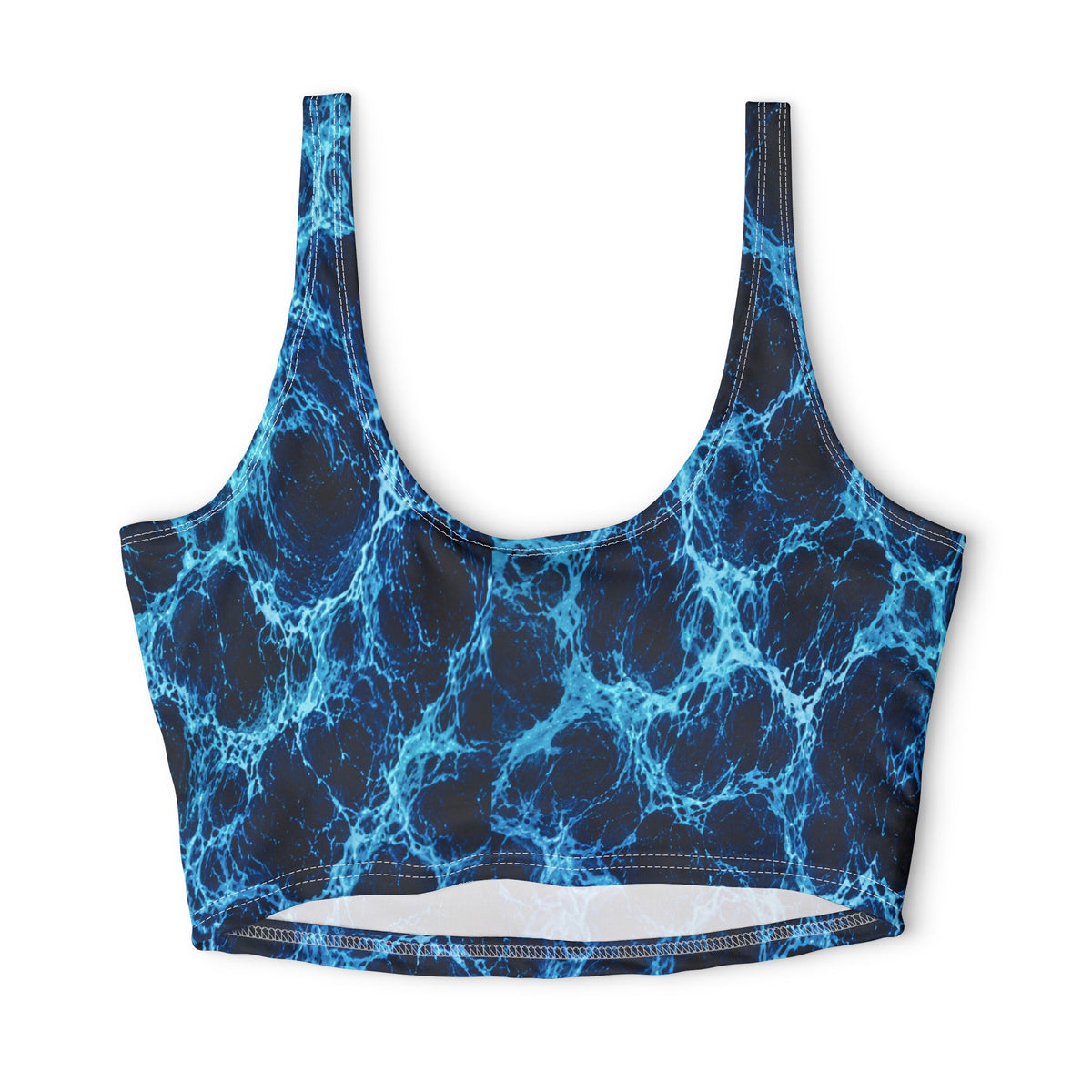 Blue Electric Wave Deep Drift Hooked Horizon Co. Stylish Sports Bra for Active Women, Workout Top, Gym Essential, Fitness Apparel, Athleisure Wear, Yoga Gear