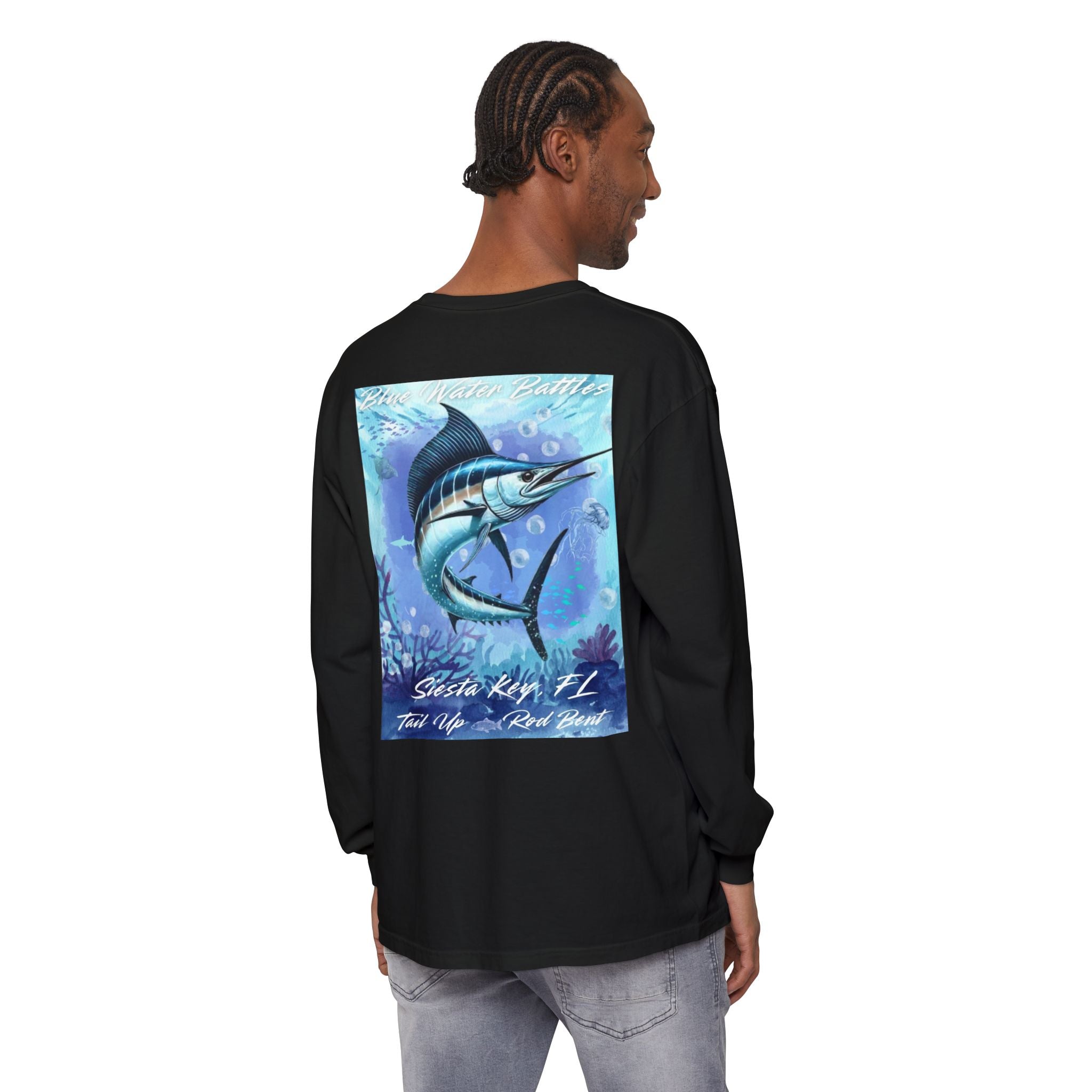 Marlin Fishing Long Sleeve T-Shirt, Ocean Adventure Apparel, Boat Trip Shirt, Coastal Style, Gift for Fishermen