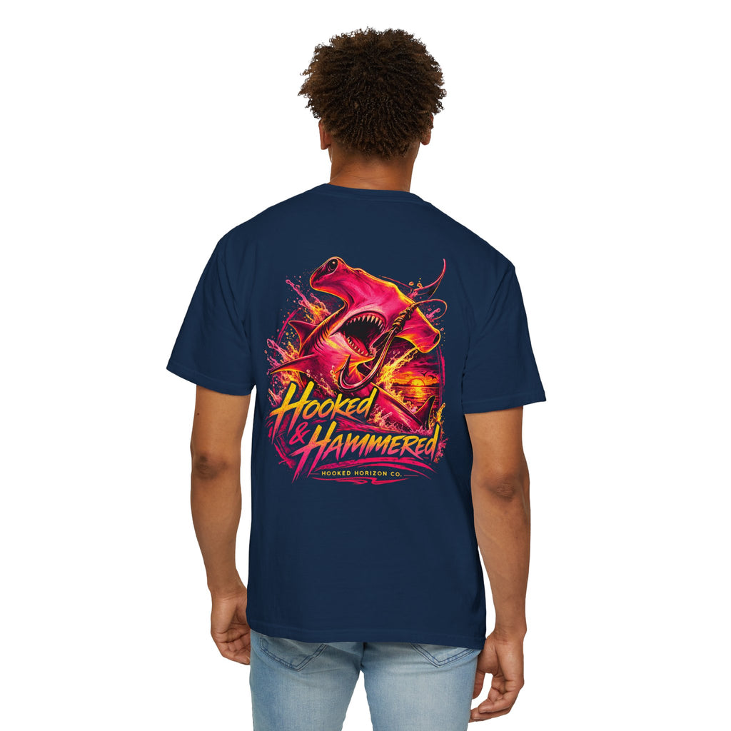 Hooked & Hammered Fishing T-shirt, Hooked Horizon Co, Angler Gifts, Shark Lovers
