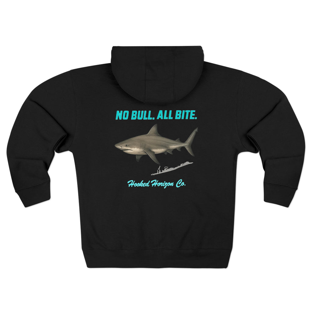 Blue Siesta Key Bull Shark Tee Deep Drift Hooked Horizon C. No Bull All BiteUnisex Zip Hoodie for Ocean Lovers, Nautical Fashion, Cool Weather Gear, Everyday Comfort, Perfect Gift