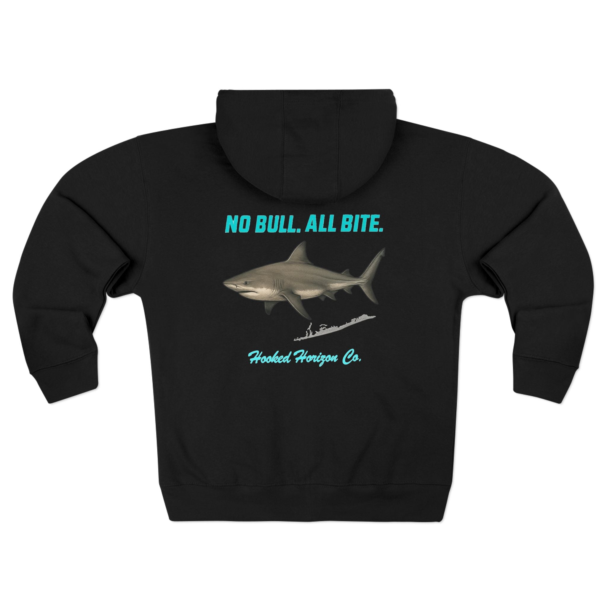 Blue Siesta Key Bull Shark Tee Deep Drift Hooked Horizon C. No Bull All BiteUnisex Zip Hoodie for Ocean Lovers, Nautical Fashion, Cool Weather Gear, Everyday Comfort, Perfect Gift