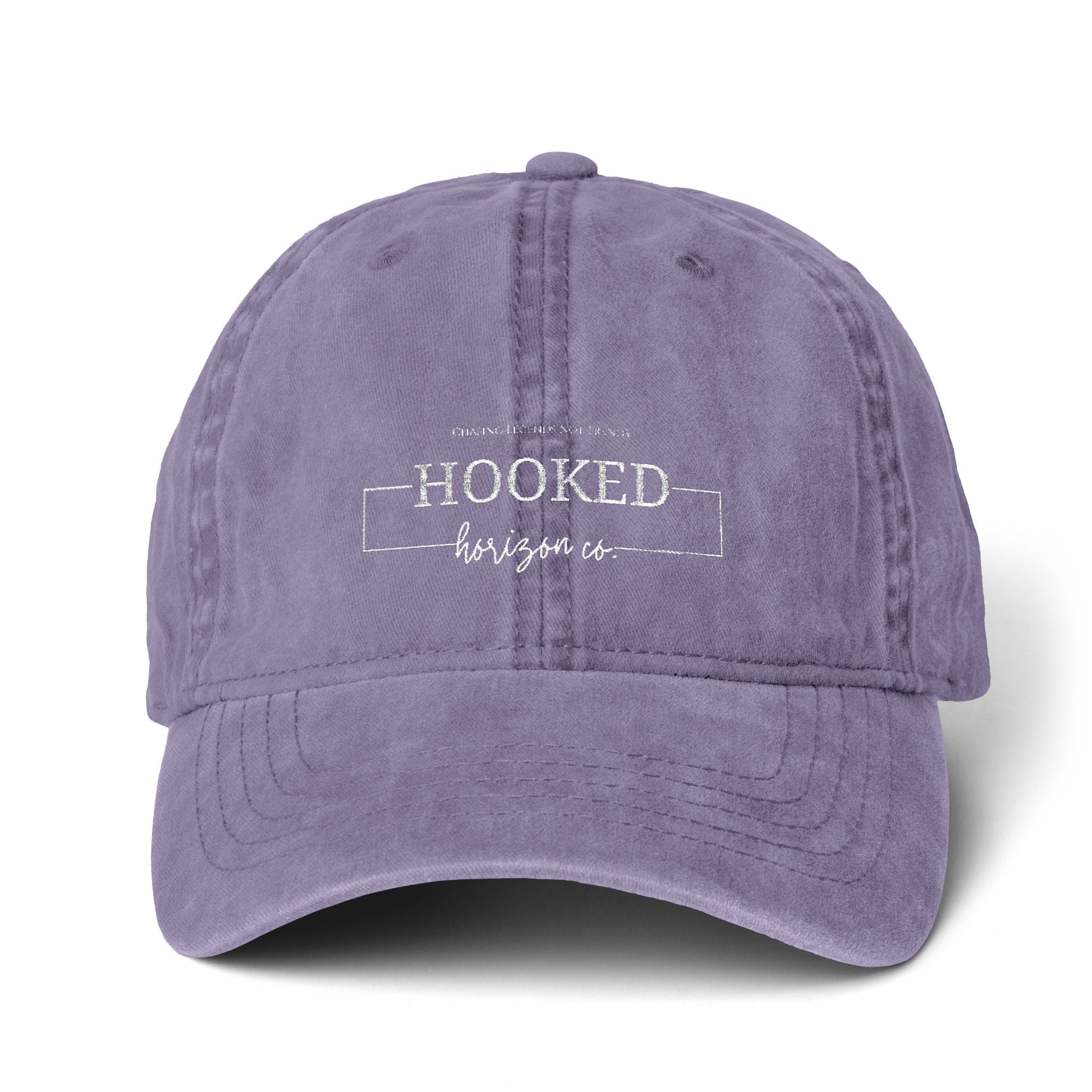 Chasing Legends Not Trends — Hooked Horizon Co. Women's Pigment-Dyed Cap with Fashion Undervisor (Embroidery), Multiple Color/ Lining Variations