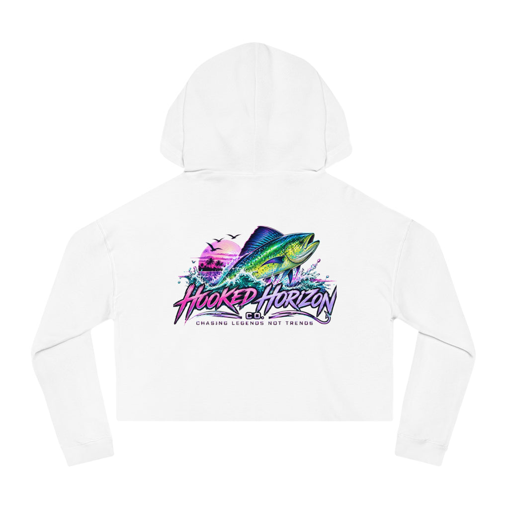 Mahi Color Cropped Hoodie — Hooked Horizon Fishing Graphic