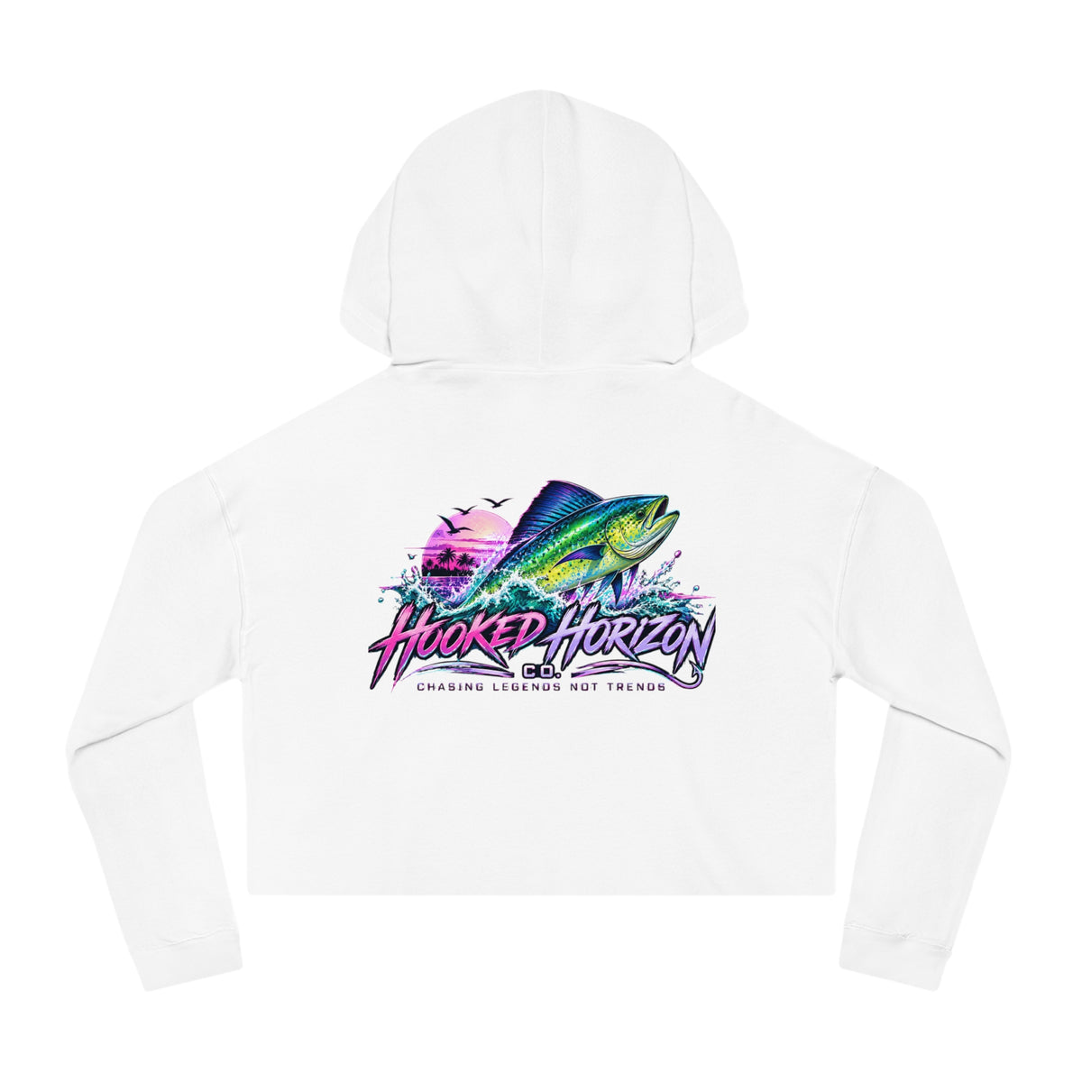 Mahi Color Cropped Hoodie — Hooked Horizon Fishing Graphic