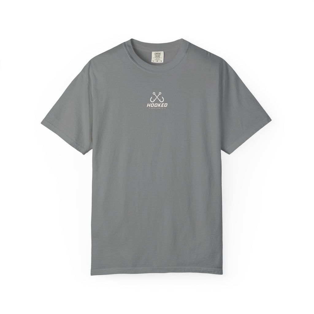 USA Shark Flag T-Shirt — "Hooked Horizon Co." American Fishing Graphic Tee