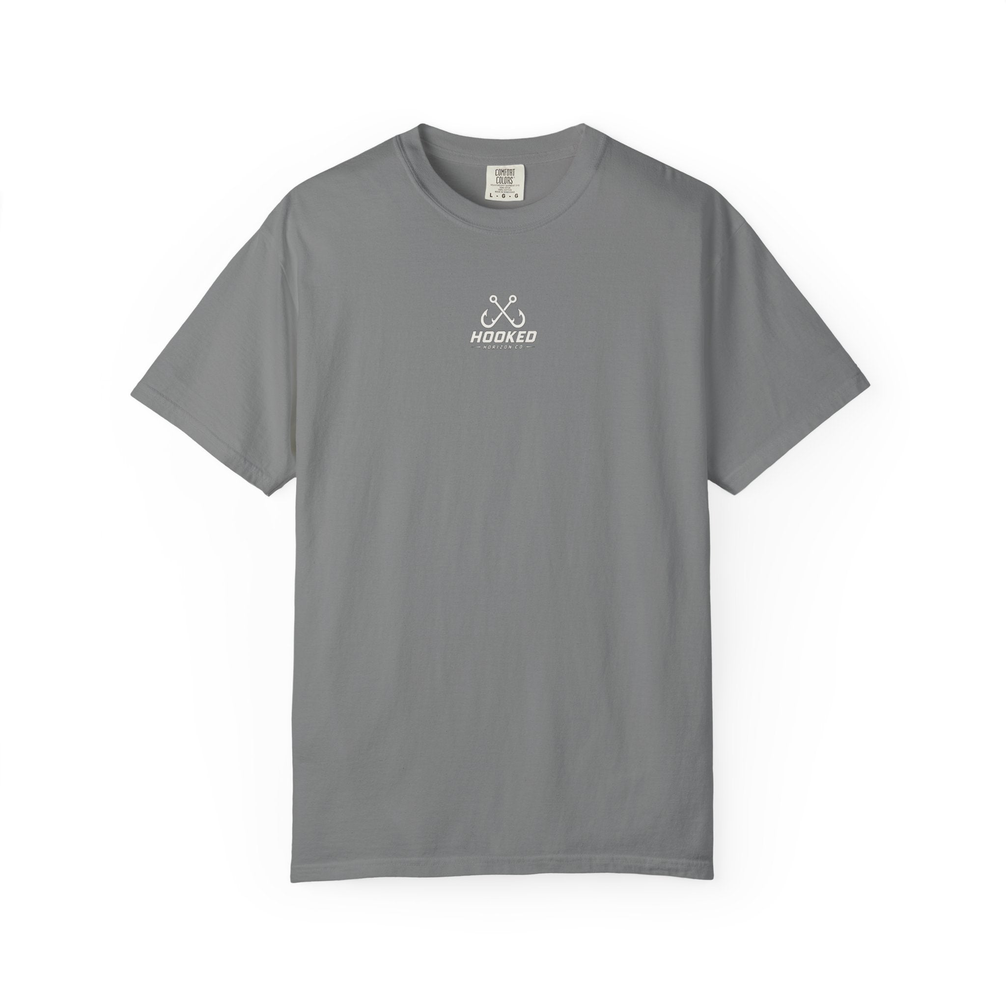 USA Shark Flag T-Shirt — "Hooked Horizon Co." American Fishing Graphic Tee