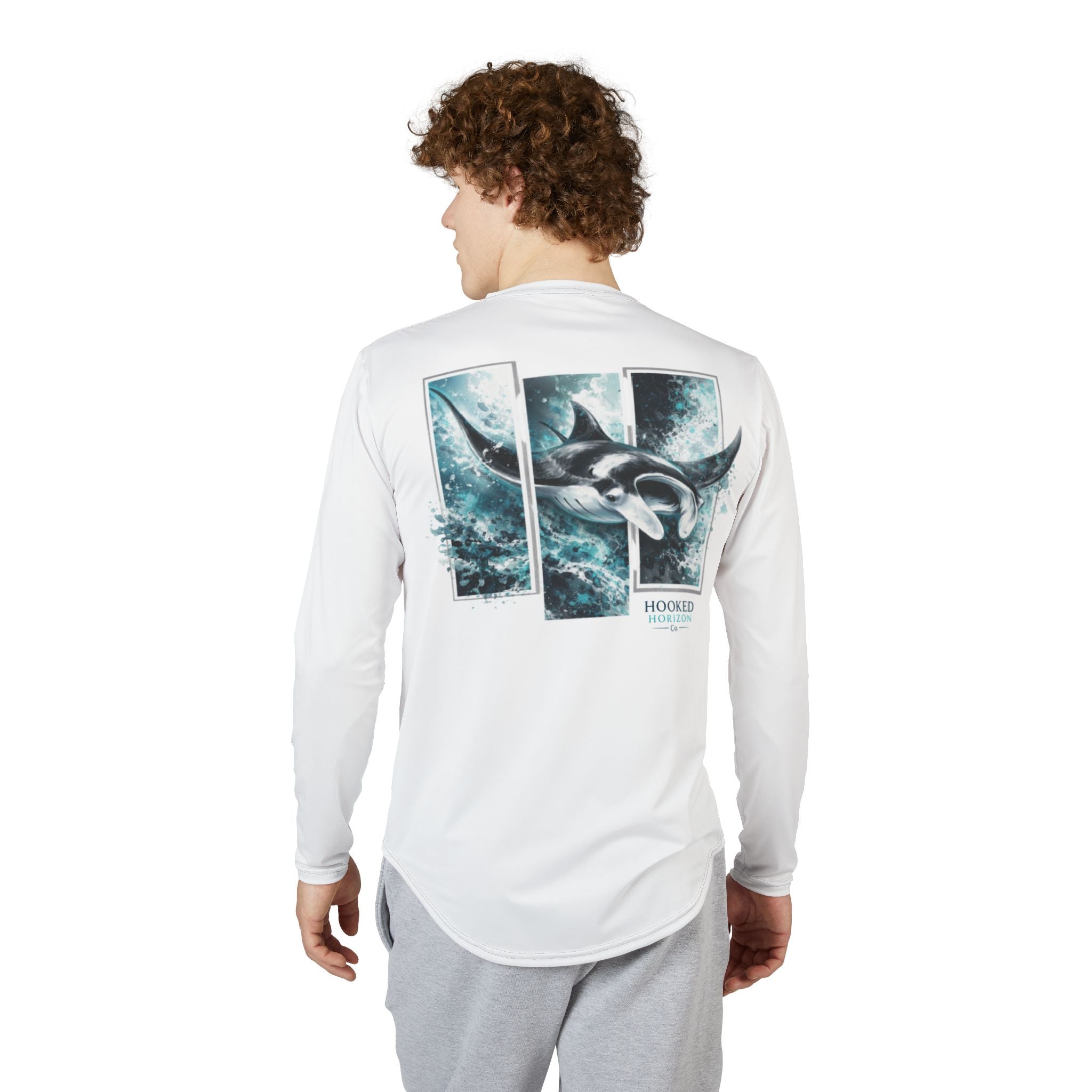 Manta Ray Hooked Horizon Co — Men's Long Sleeve UV Shirt — Chasing Legends Not Trends Orca Ocean Graphic Performance Tee
