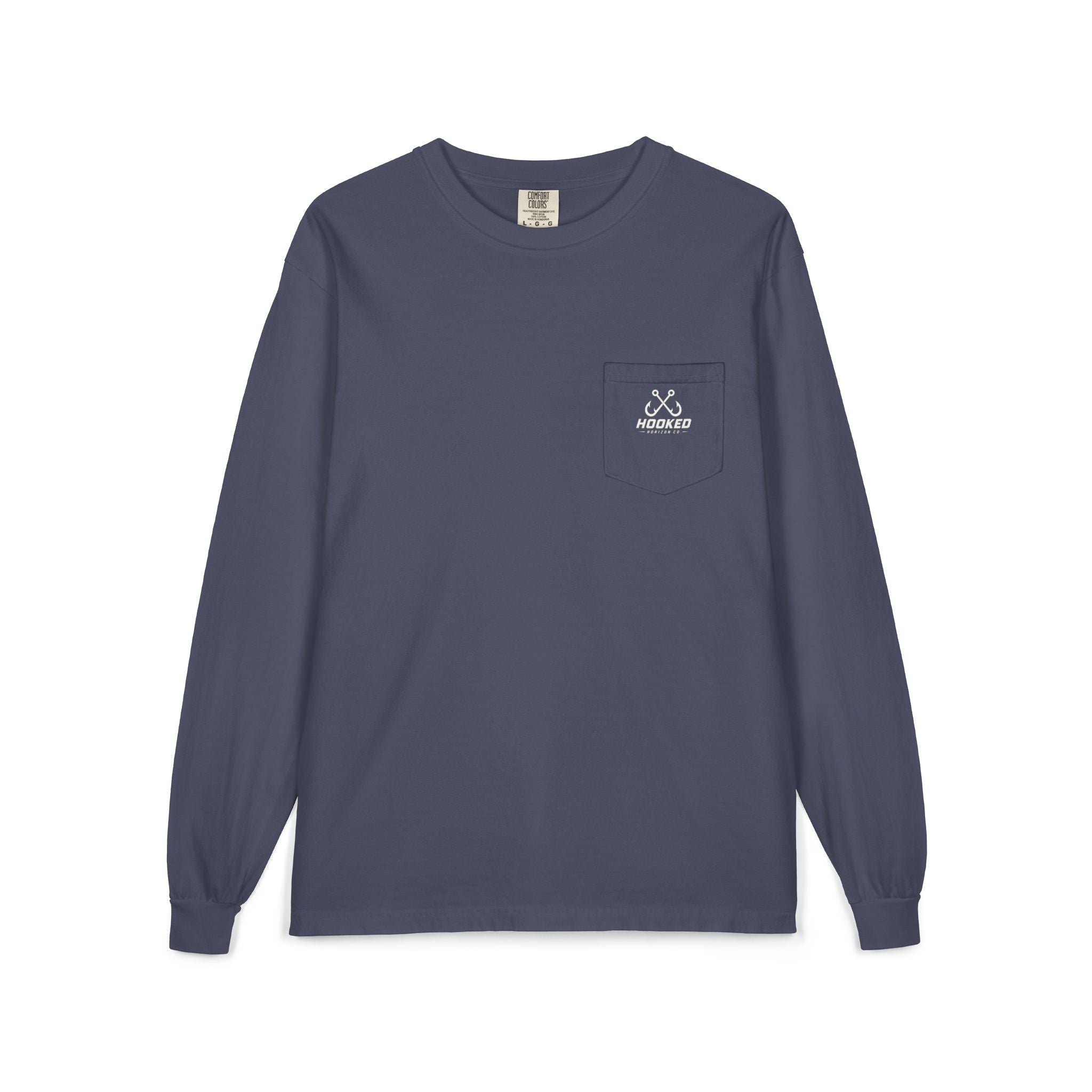 USA Shark Hooked Horizon Co.  Classic Logo Unisex Long Sleeve Pocket T-Shirt