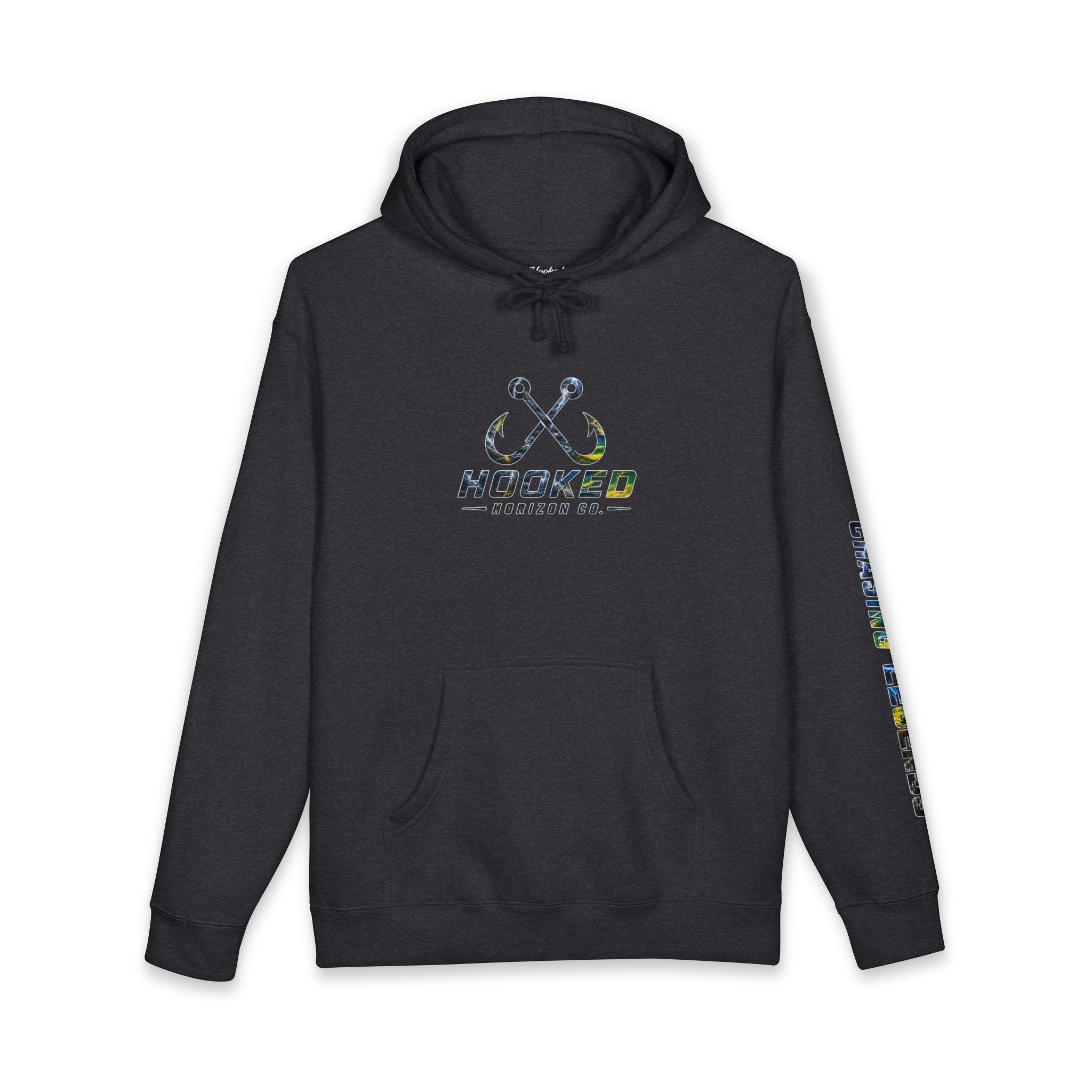 Mahi Mahi Hoodie Hooked Horizon Co. — Fishing Back Graphic Hoodie, Multiple Color Variations