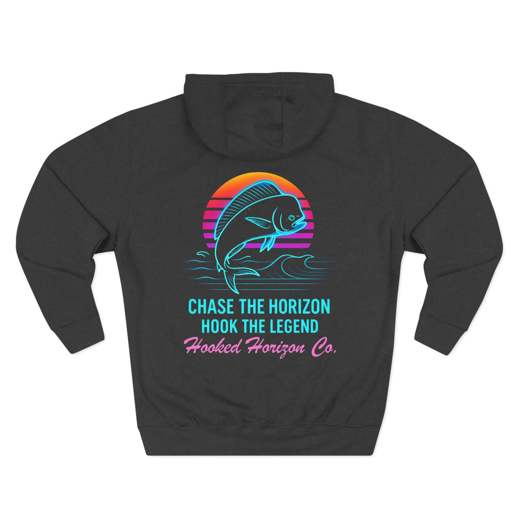 Mahi Mahi Retro Deep Drift Neon Fishing Hoodie – "Chase the Horizon, Hook the Legend" Graphic