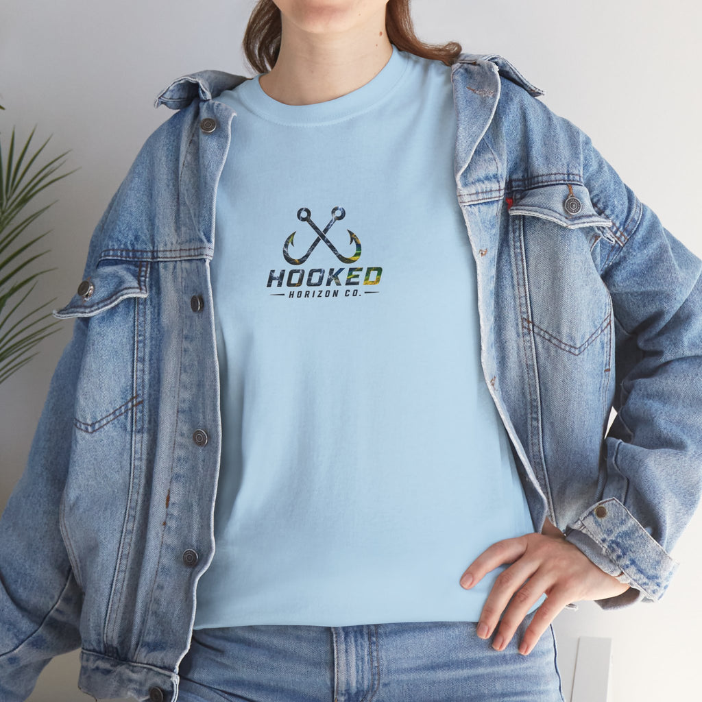 Mahi Mahi Hooked Horizon Co Tee—Ocean Graphic Tee — "Beloved" Ray Design