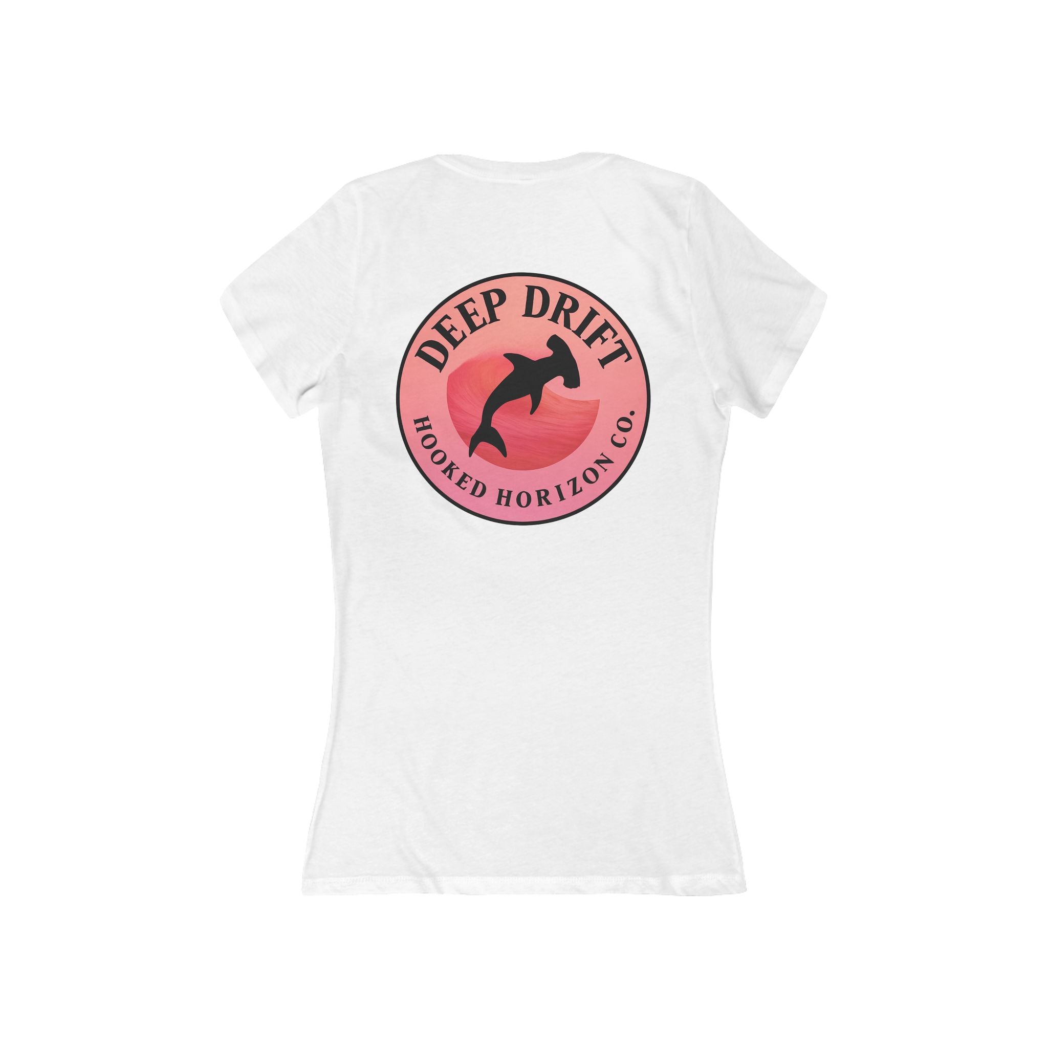 Pink Hammer Head Shark Deep Drift Women's V-Neck Tee - Casual Style, Gift for Beach Lovers, Summer Wear, Travel Outfit, Comfortable Tee