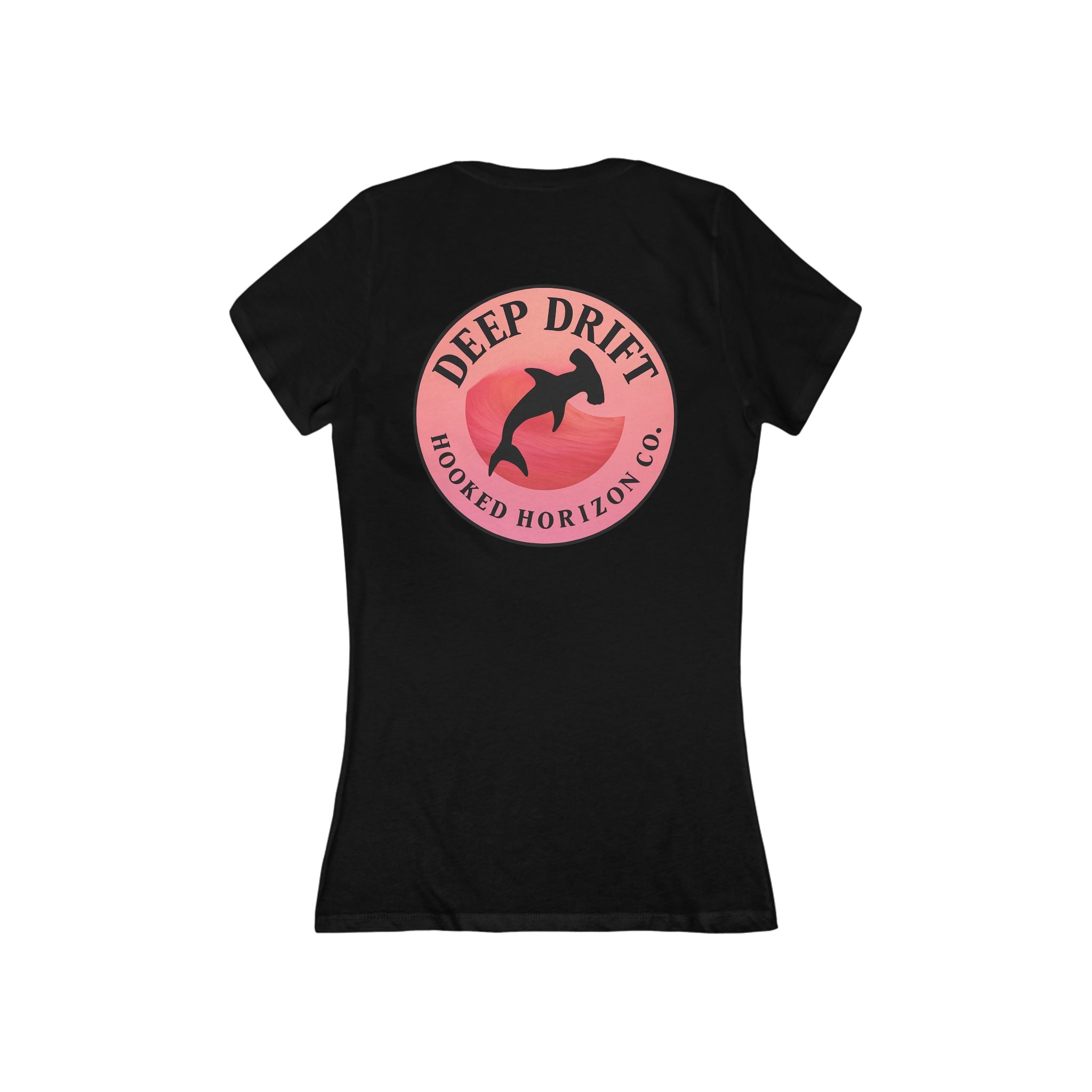 Pink Hammer Head Shark Deep Drift Women's V-Neck Tee - Casual Style, Gift for Beach Lovers, Summer Wear, Travel Outfit, Comfortable Tee