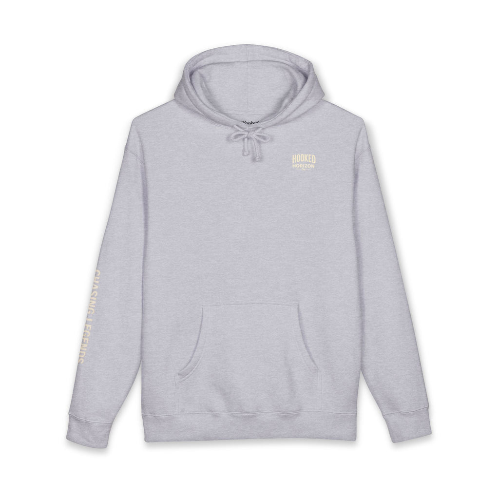 Seagull & Red Sunset Hoodie Hooked Horizon Co. — Minimal Fishing Back Graphic Hoodie, Multiple Color Variations