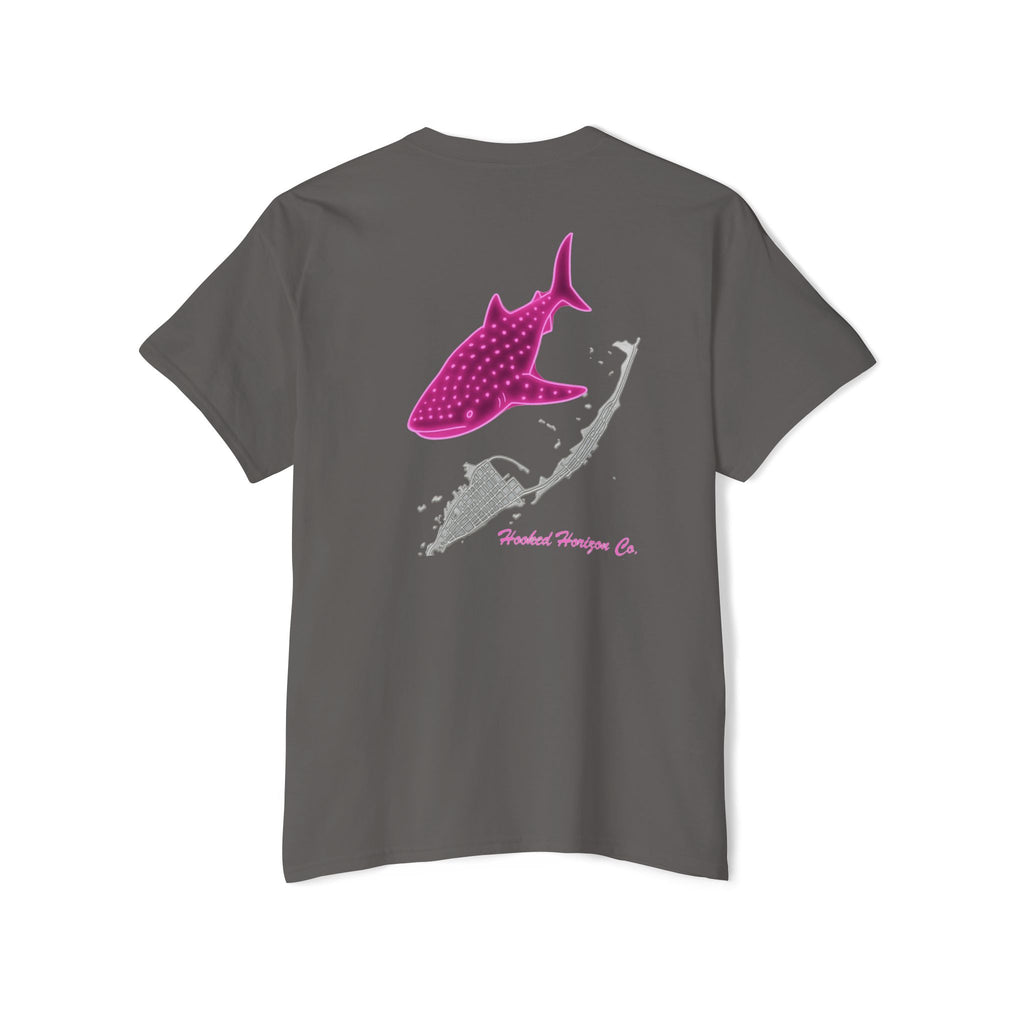 Neon Whale Shark Deep Drift Hooked HorizonCo.  Tee- Perfect for Angler and Fishing Gifts, For him, For Her Unisex Cotton T-Shirt for Fishing & Wildlife Enthusiasts, Ocean Lovers