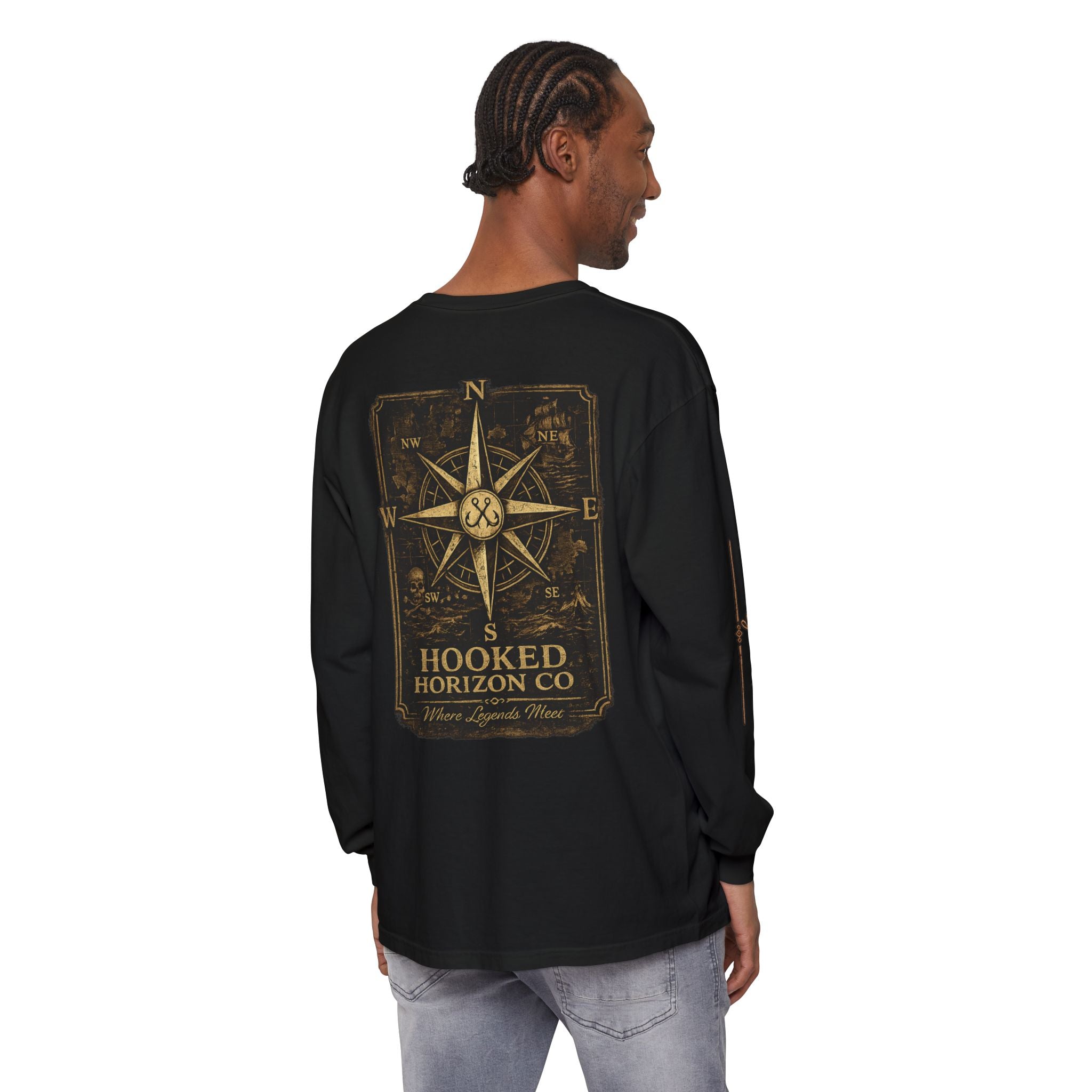 Compass Long Sleeve T-Shirt, Ocean Adventure Apparel, Boat Trip Shirt, Coastal Style, Gift for Fishermen