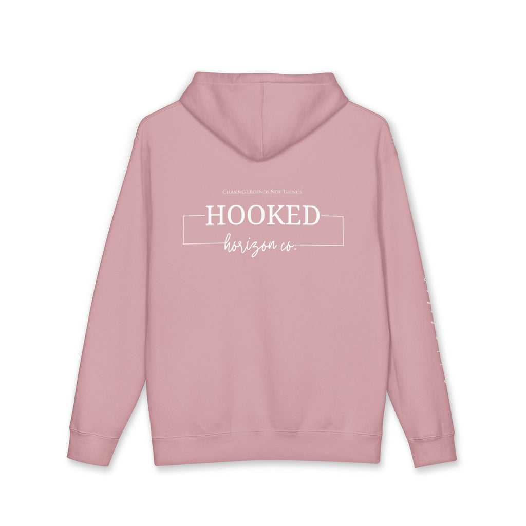 Chasing Legends Not Trends Hoodie Hooked Horizon Co. — Minimal Fishing Back Graphic Hoodie, Multiple Color Variations