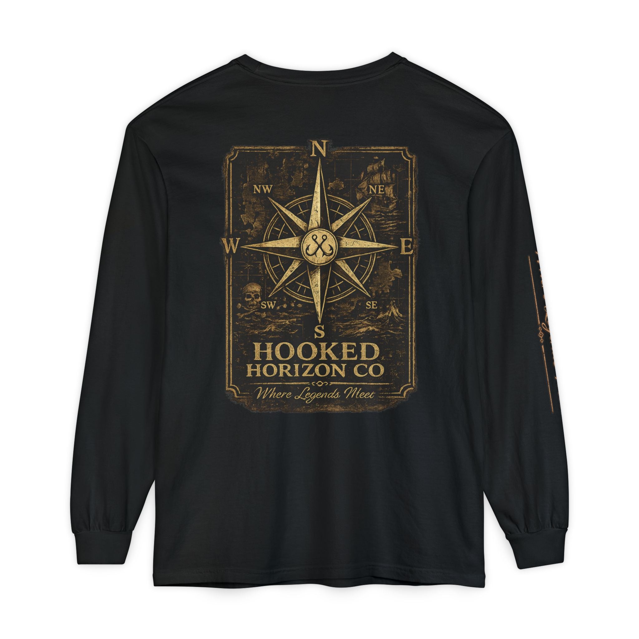 Compass Long Sleeve T-Shirt, Ocean Adventure Apparel, Boat Trip Shirt, Coastal Style, Gift for Fishermen