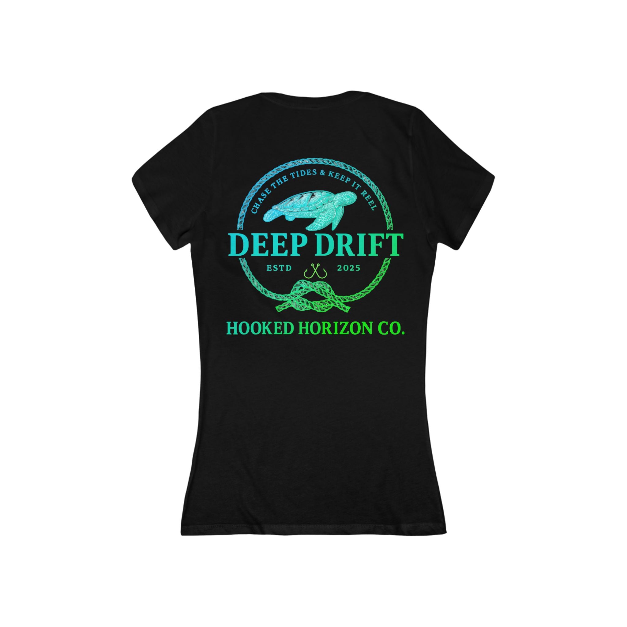 Blue To Green  Deep Drift Women's V-Neck Tee - Turtle PinkCasual Style, Gift for Beach Lovers, Summer Wear, Travel Outfit, Comfortable Tee