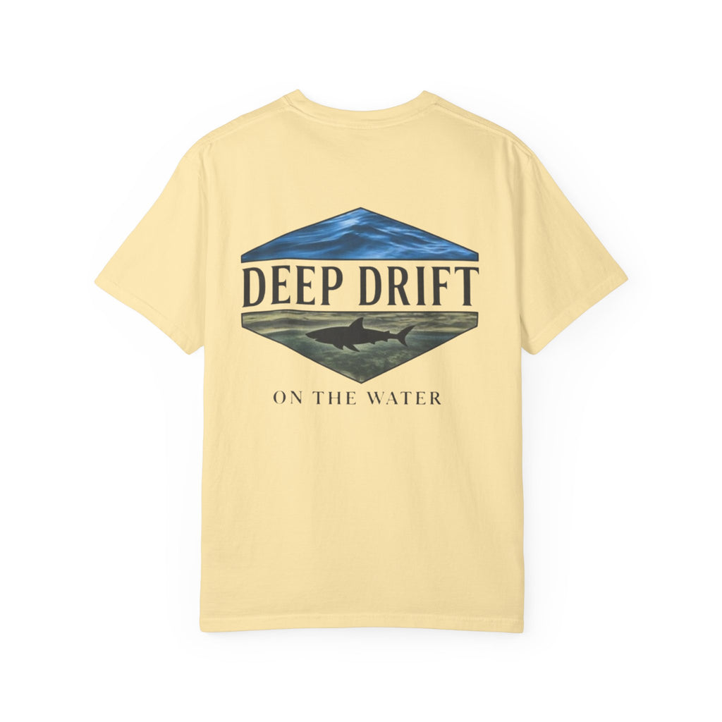 Shark Tee — "Deep Drift on the Water" Fishing Graphicishing Tee for Angler Lovers, Shark Lovers, Ocean Tee
